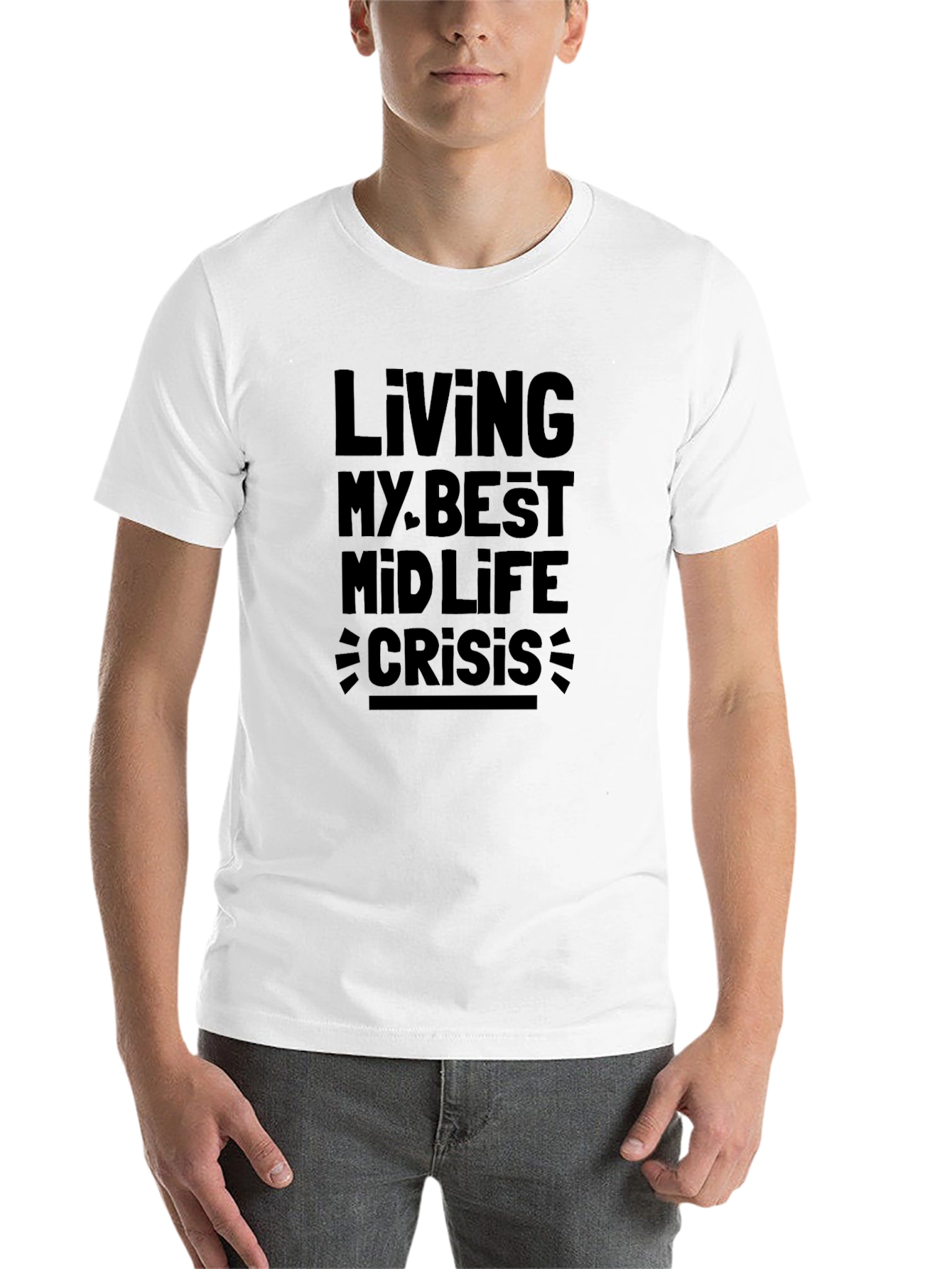 Black Living My Best Midlife Crisis Black Graphic Tee view 14