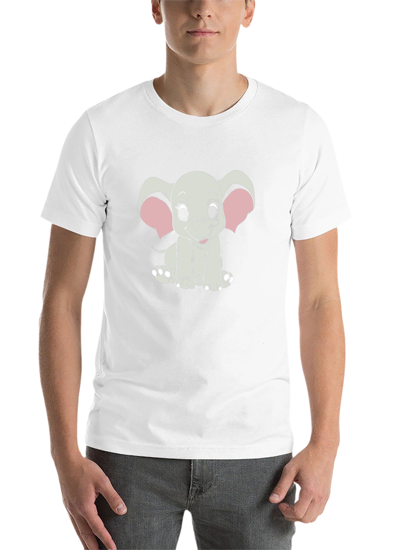 Black Cute Cartoon Elephant Graphic Tee - Unisex Black T-Shirt view 14
