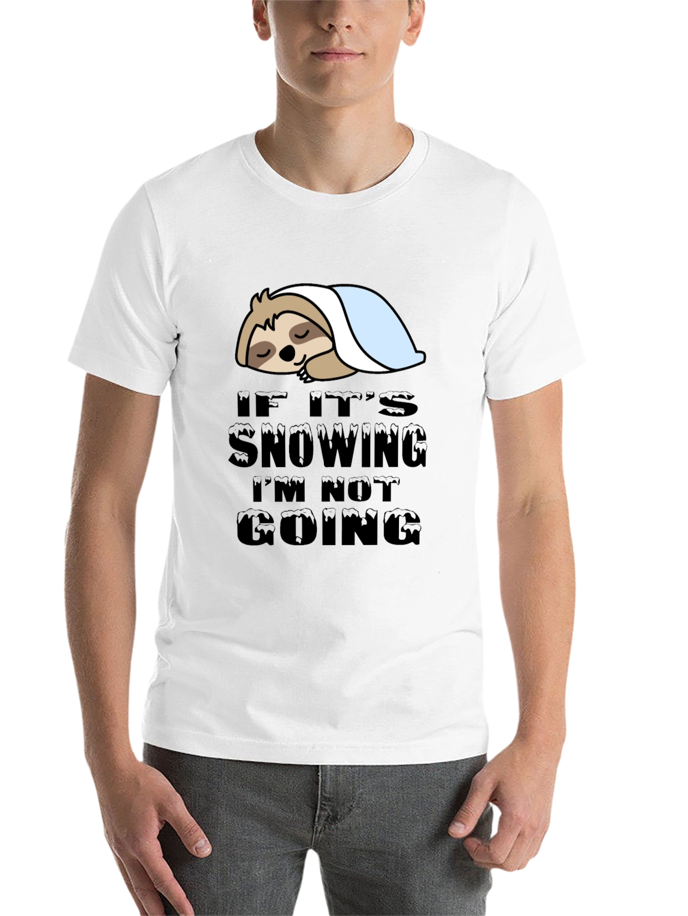 Black Lazy Sloth 'If It's Snowing' Graphic T-Shirt view 14
