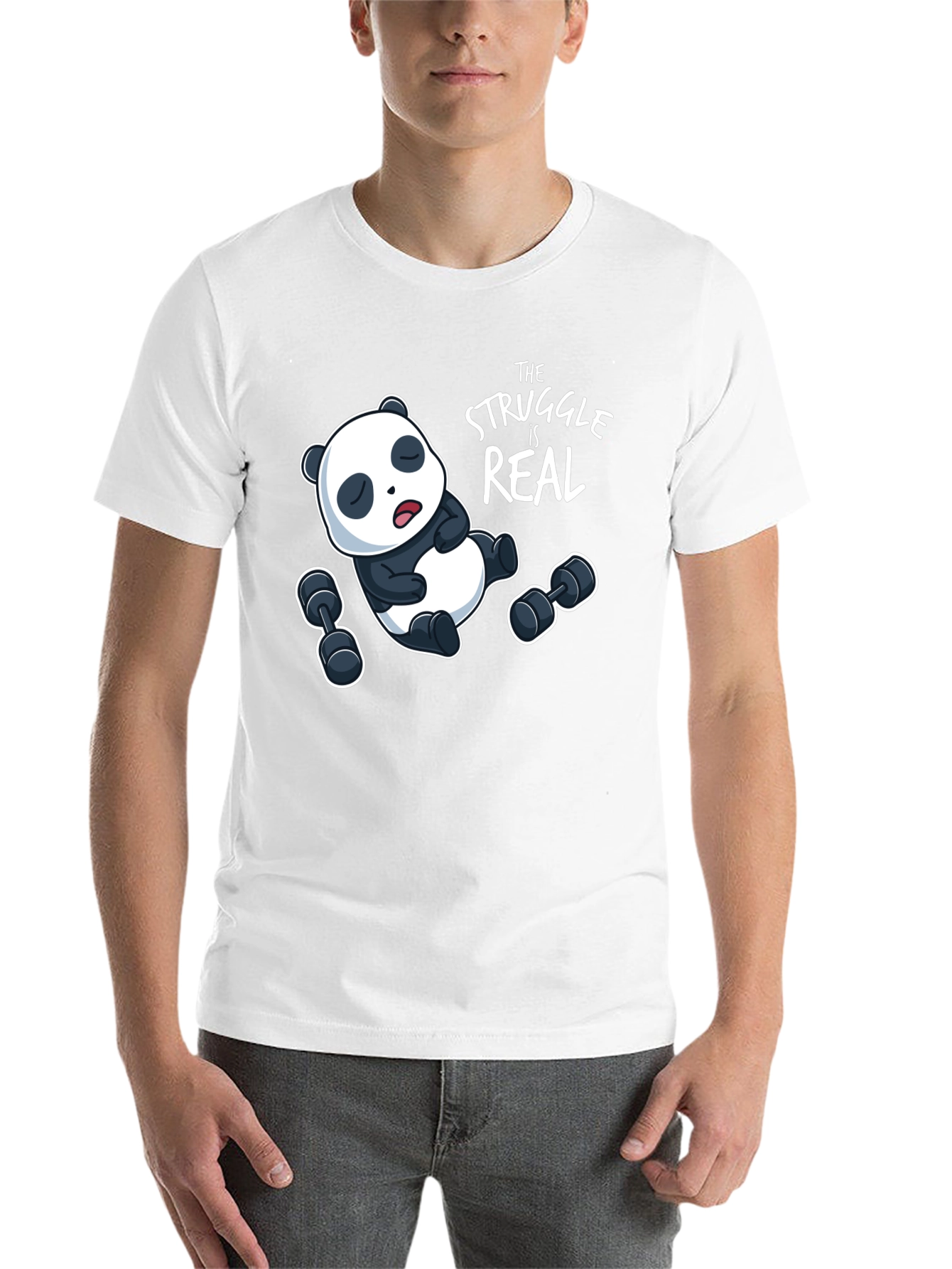 Black Funny Panda Workout T-Shirt view 14