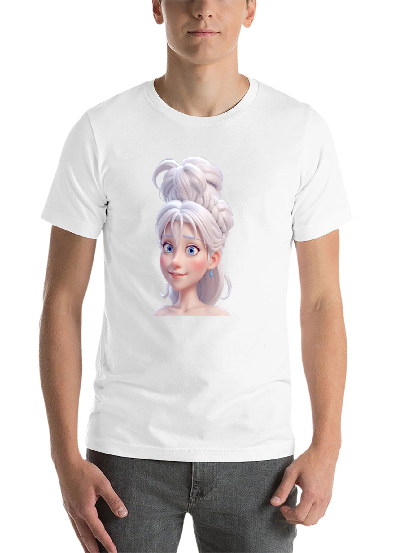 Black Cartoon Princess Graphic Tee - Black Cotton T-Shirt view 14