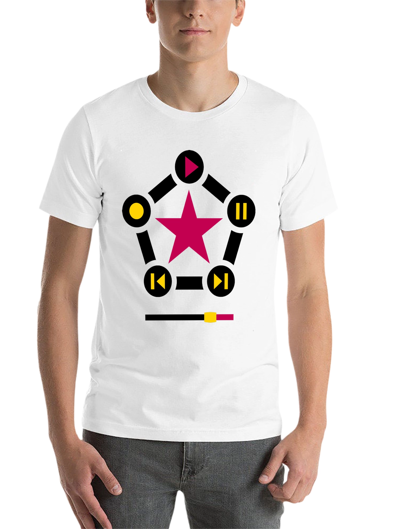 Black Starry Music Player Graphic T-Shirt view 14