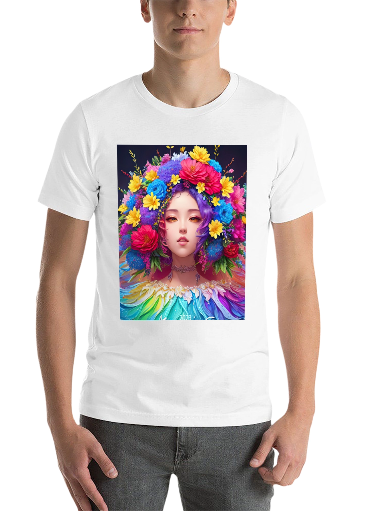 Floral Crown Girl Graphic Tee - 14