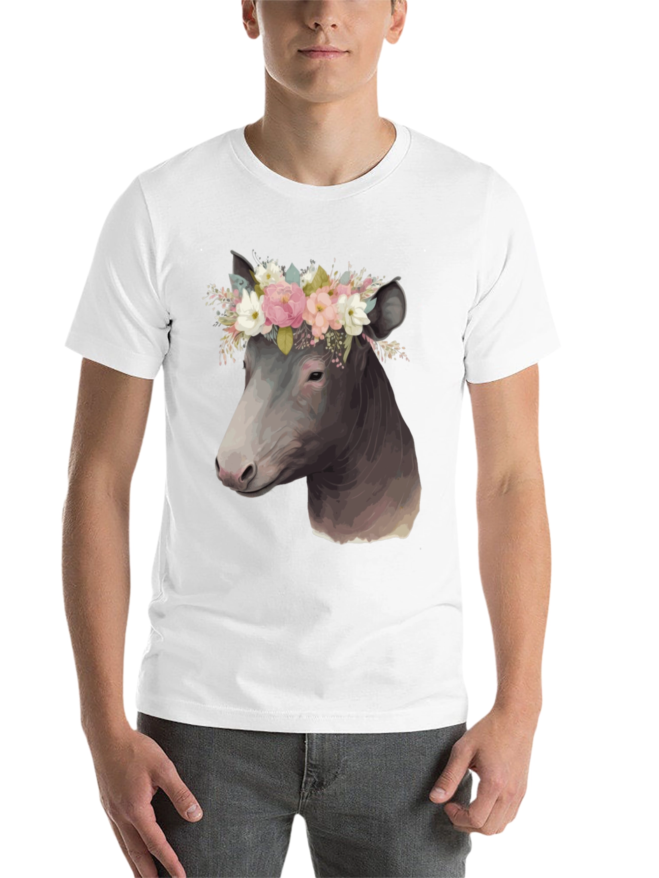 Black Cow Floral Crown T-Shirt view 14