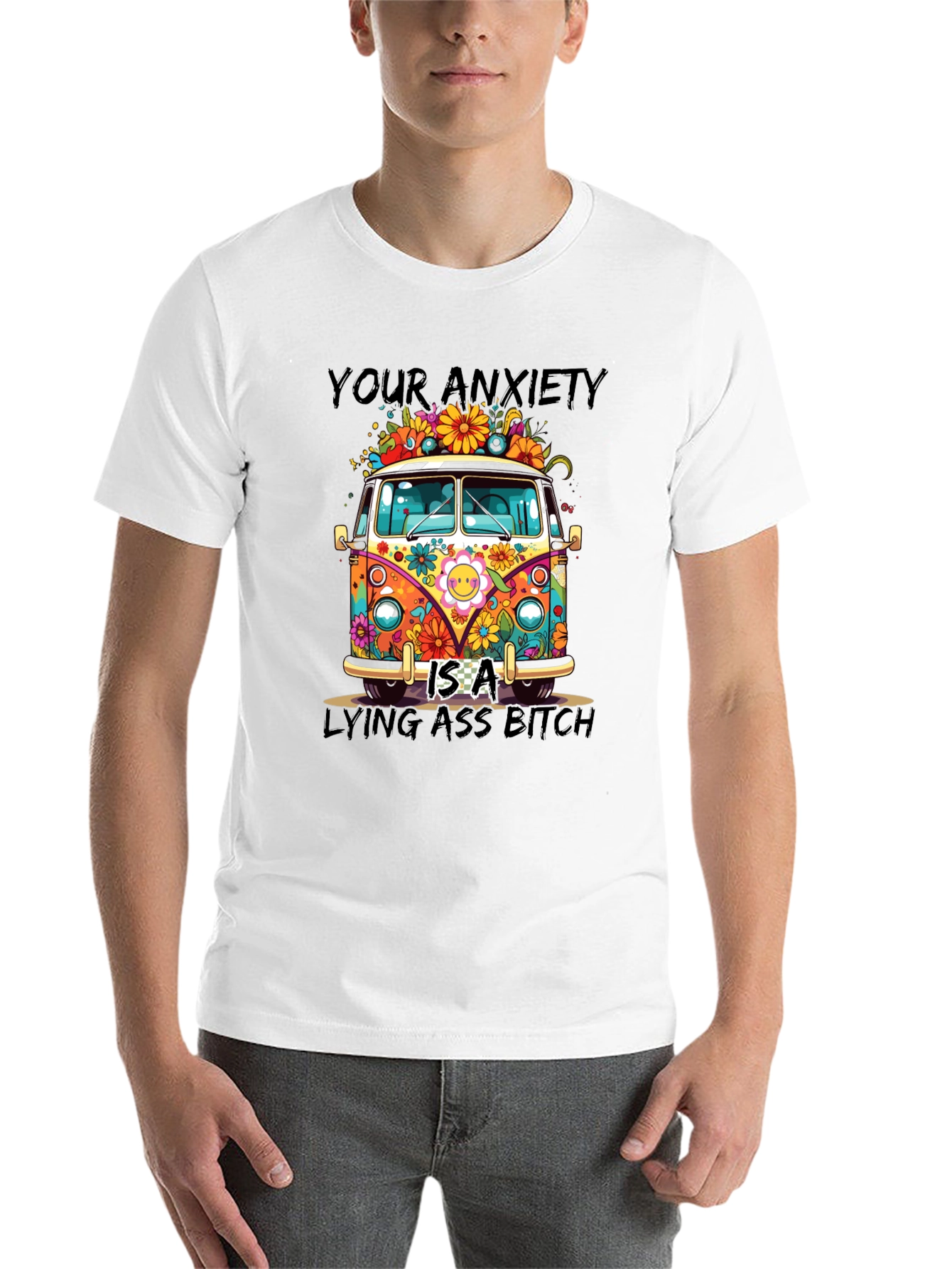 Black Anxiety Lying Ass Bitch Graphic Tee view 14