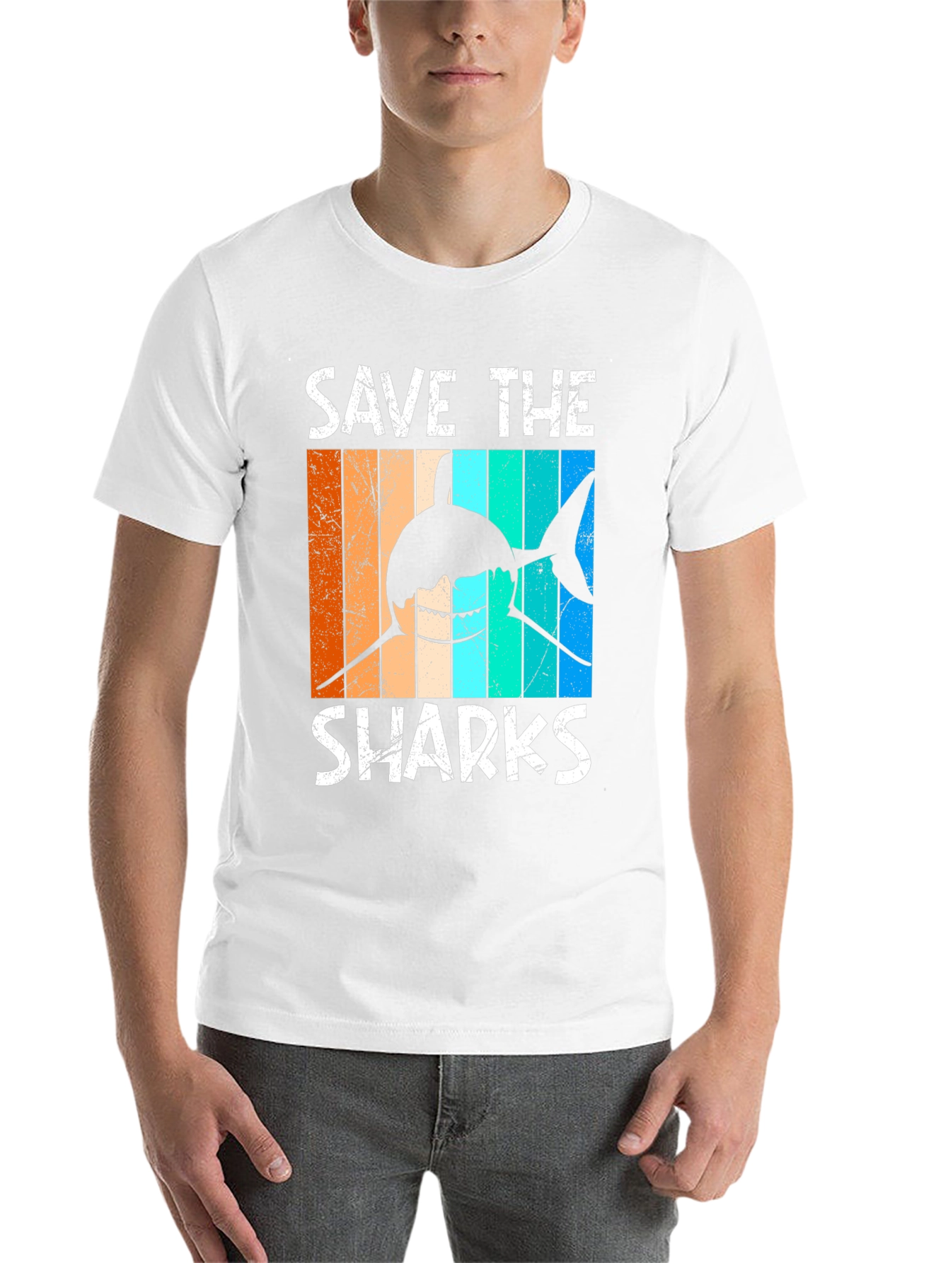 Black Save the Sharks Graphic T-Shirt view 14