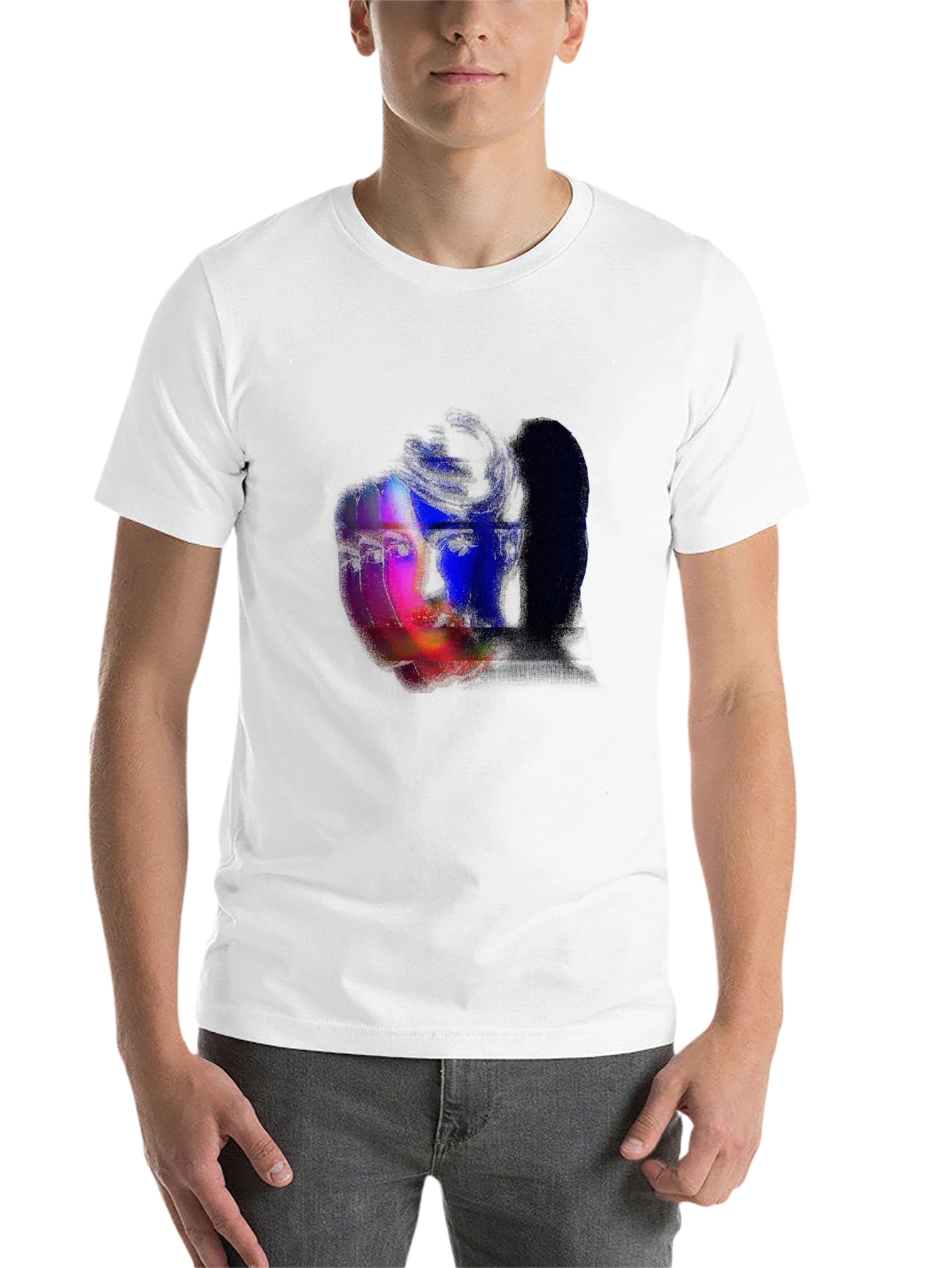 Black Glitch Portrait Graphic Tee - Black view 14