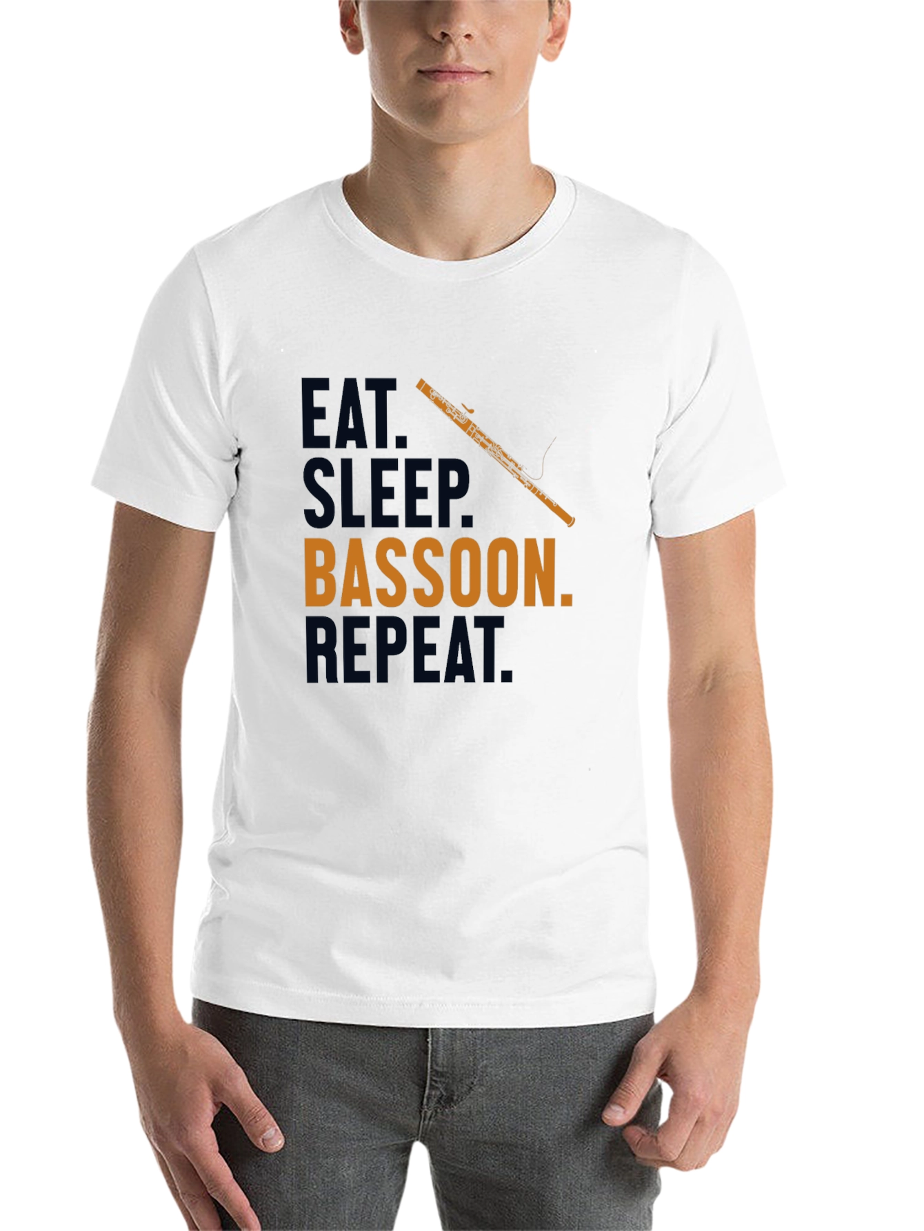 Black Eat Sleep Bassoon Repeat T-Shirt Funny Musician Tee view 14