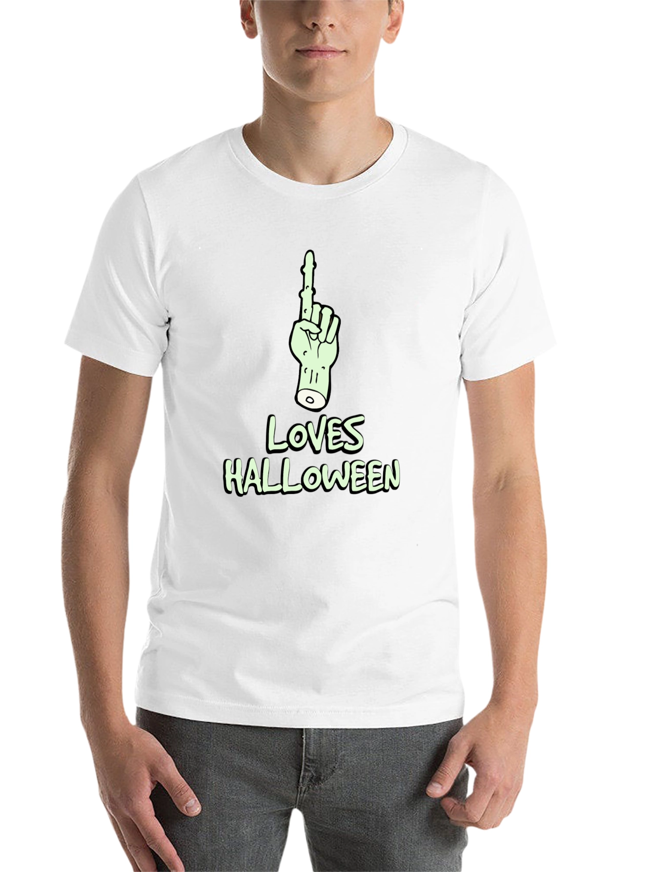 Halloween Zombie Hand T-Shirt - "Loves Halloween" - 14