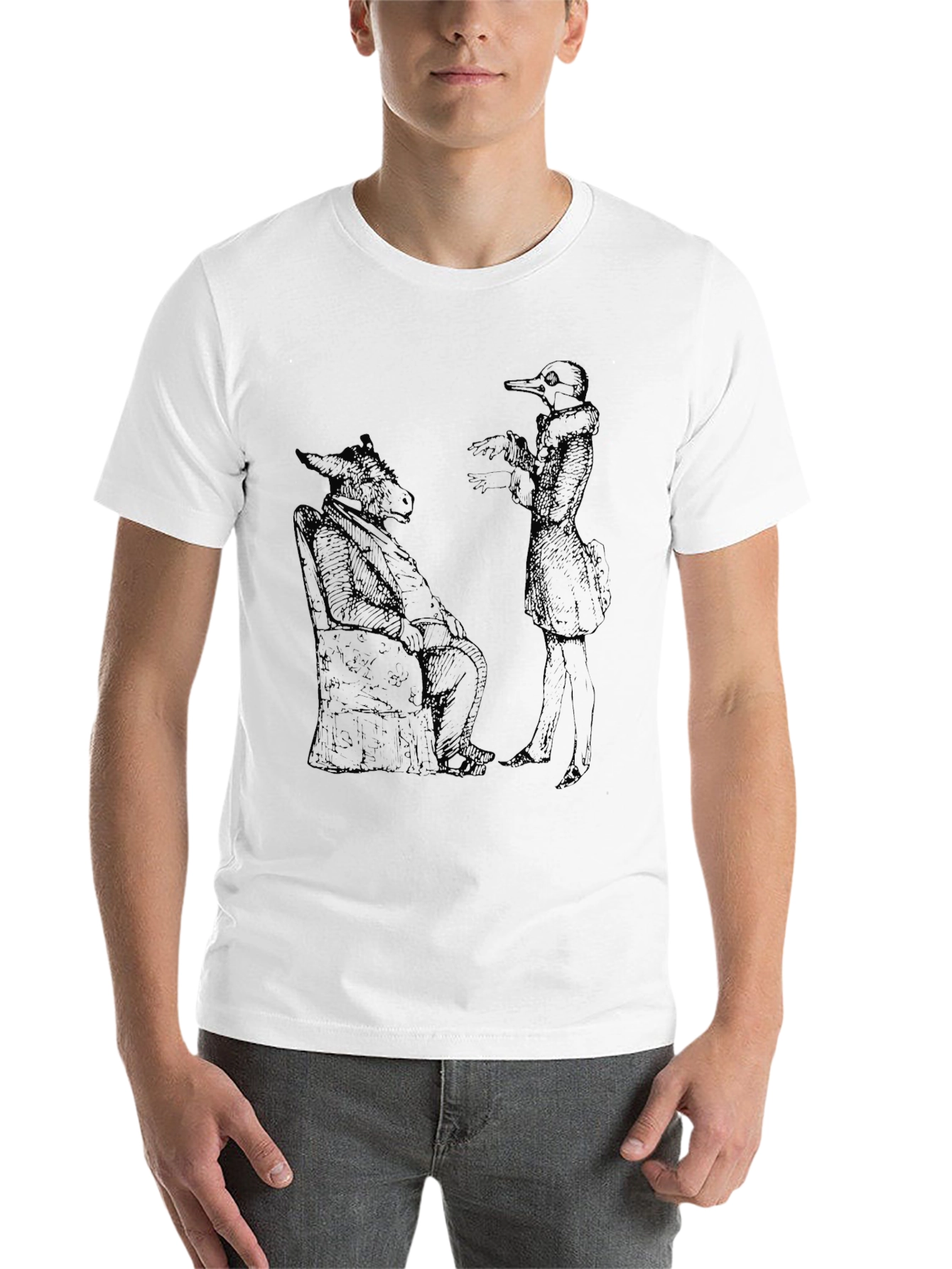 Black Surreal Animal Character Black T-Shirt view 14