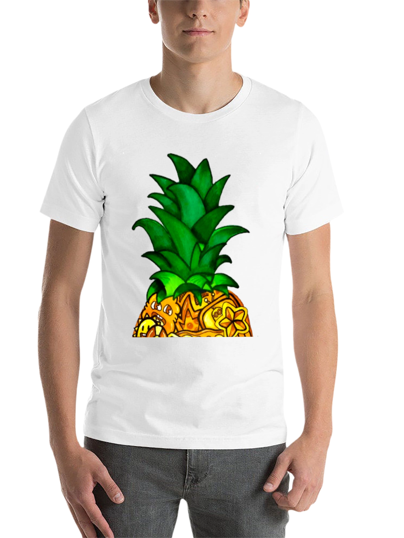 Black Novelty Pineapple Graphic Black T-Shirt view 14