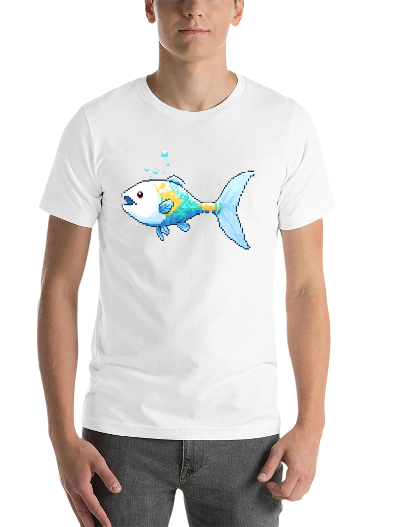 Pixel Fish Black T-Shirt - Retro Gaming Style - 14
