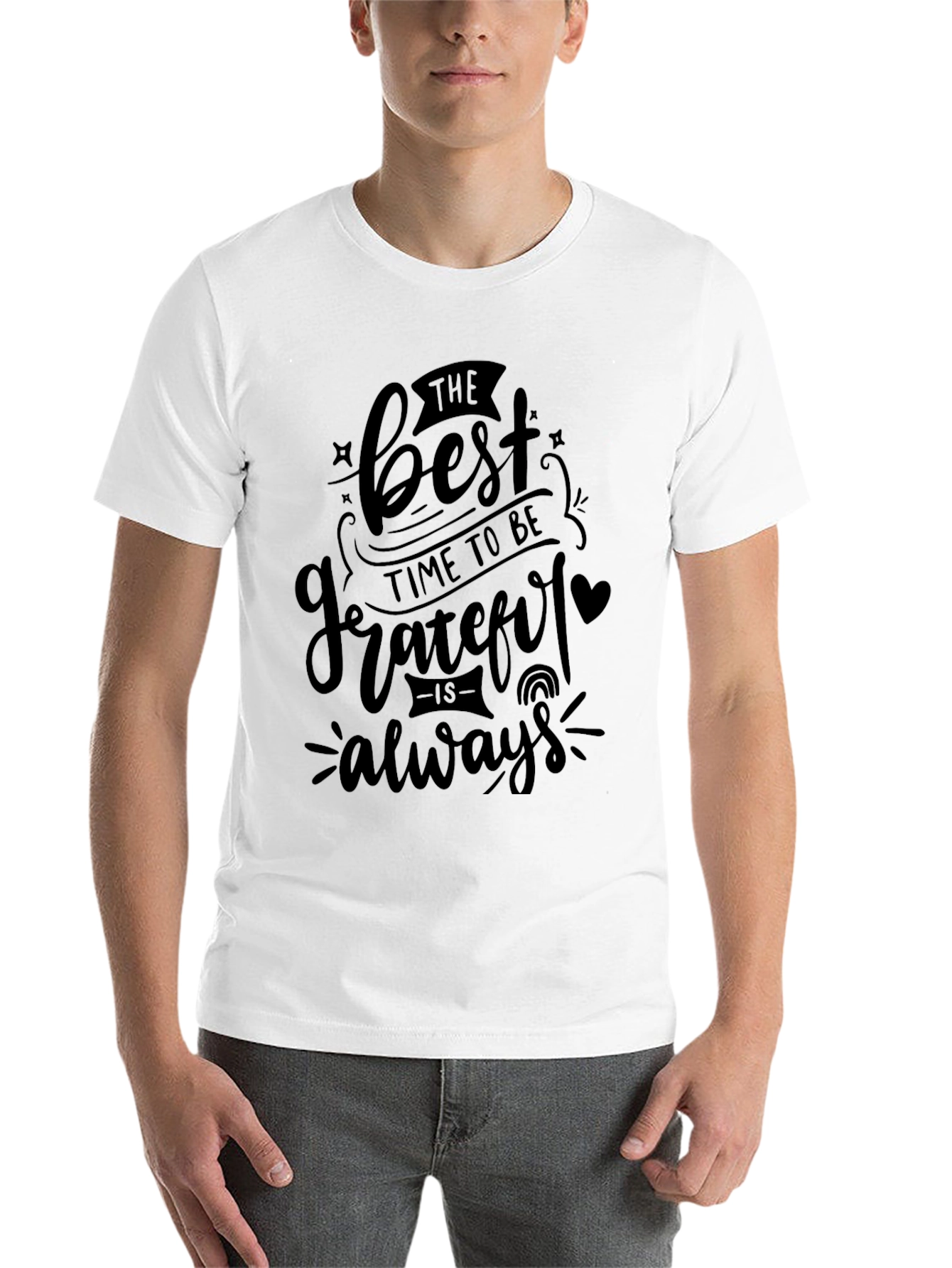 Black Grateful Always T-Shirt - Soft Black Tee view 14