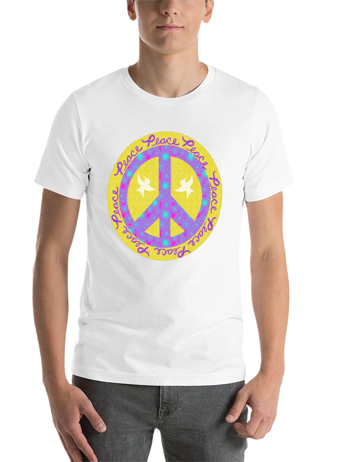 Black Peace Sign Graphic Tee - Retro Style view 14