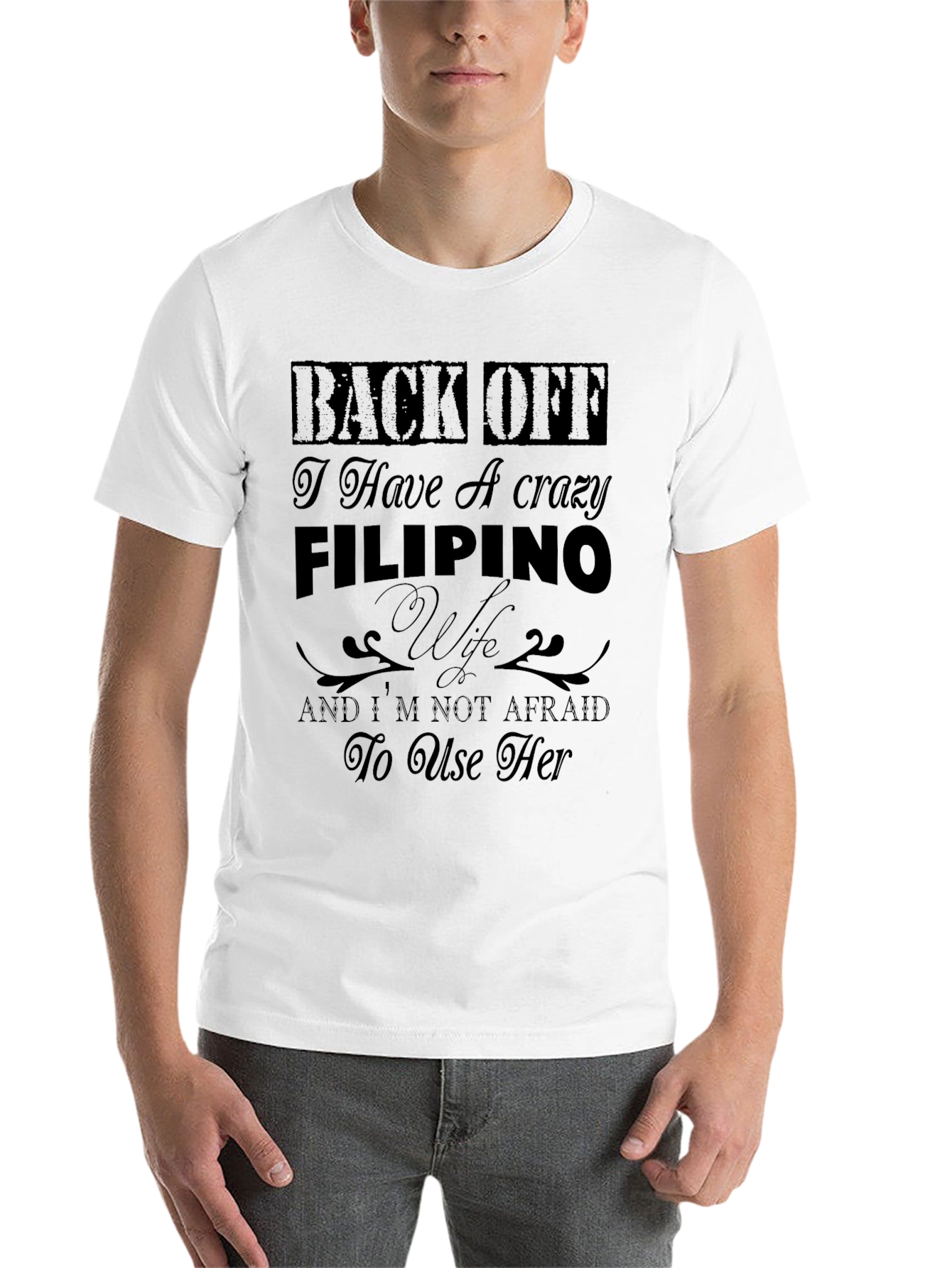Black Crazy Filipino Wife Graphic T-Shirt view 14