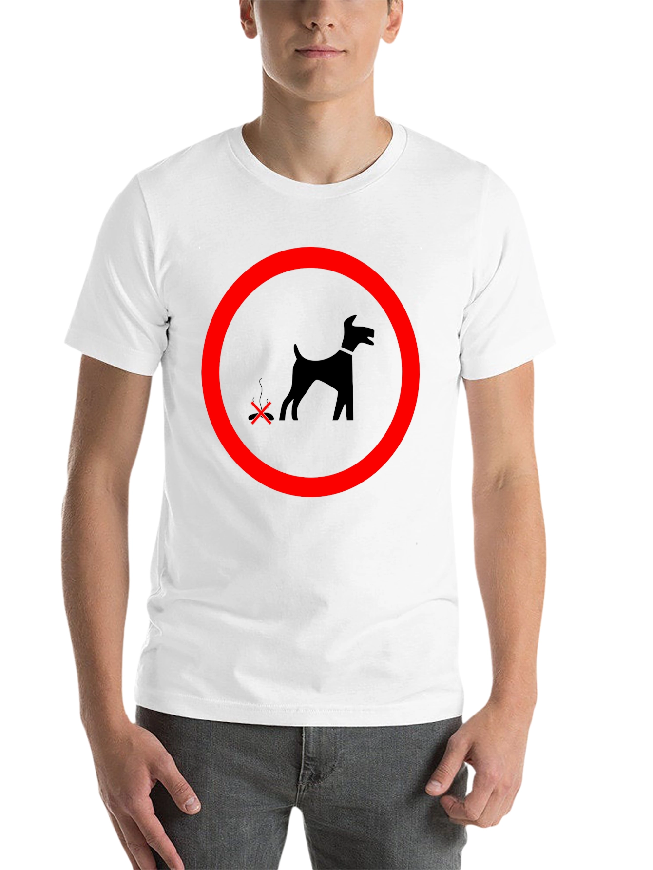 Black Funny No Dog Pooping T-Shirt view 14