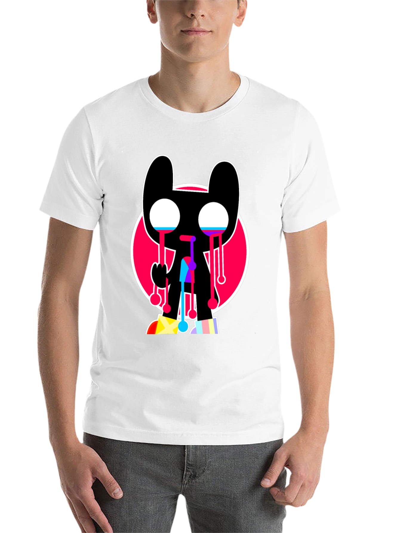 Black Trendy Crying Graphic Tee - Black view 14