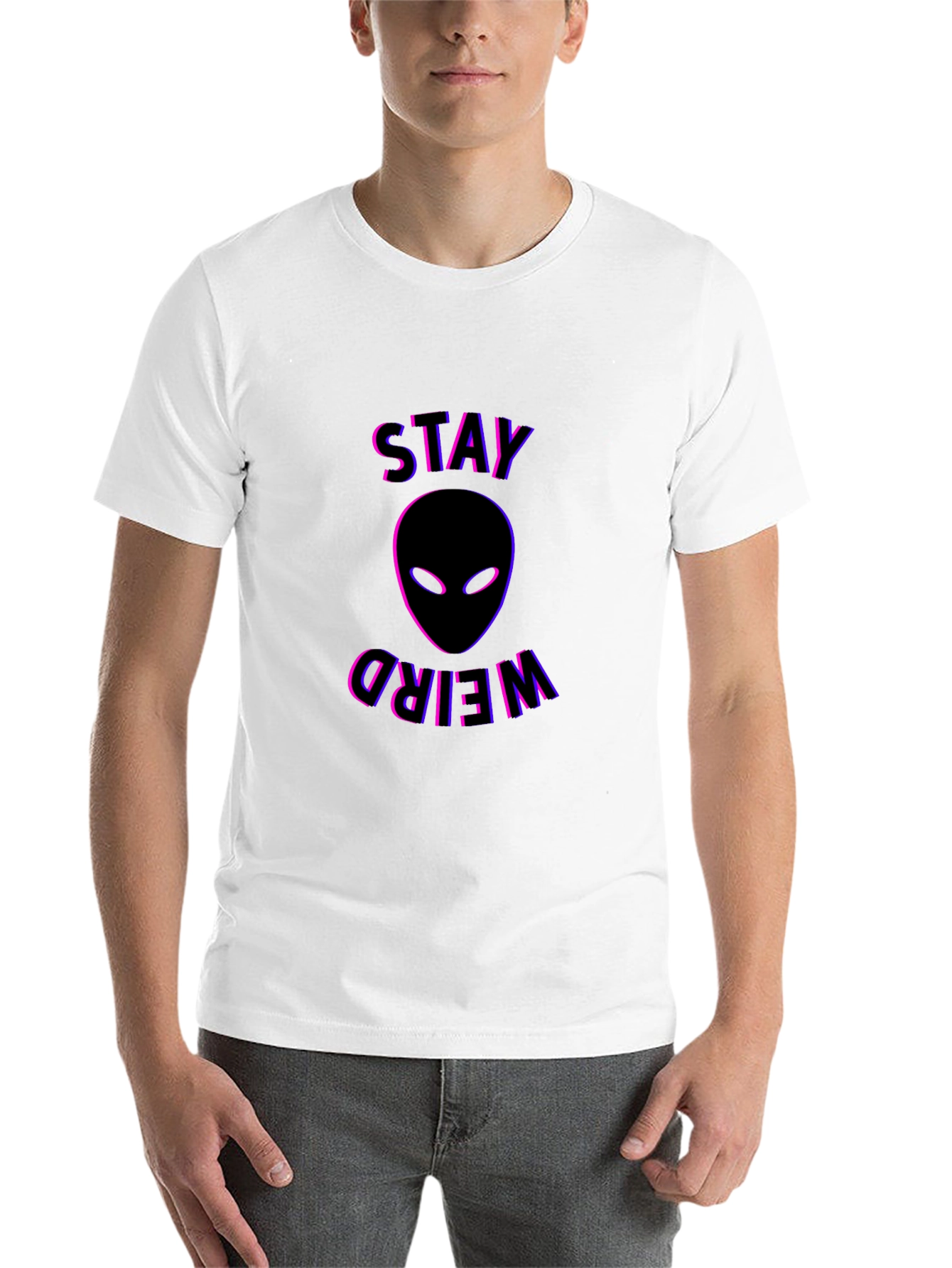 Black Stay Weird Alien Graphic T-Shirt - Black view 14