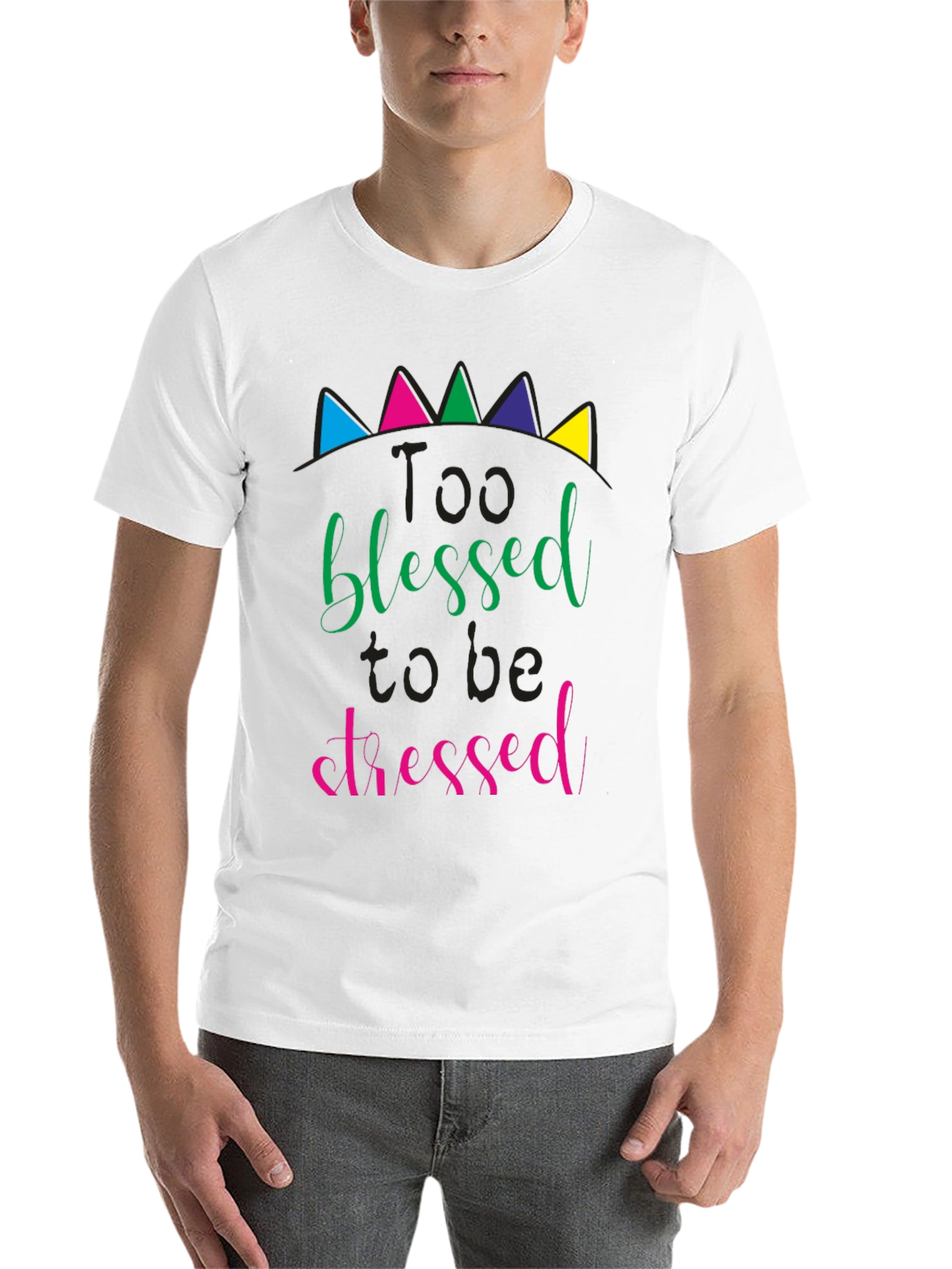 Black Too Blessed to be Stressed Black T-Shirt view 14