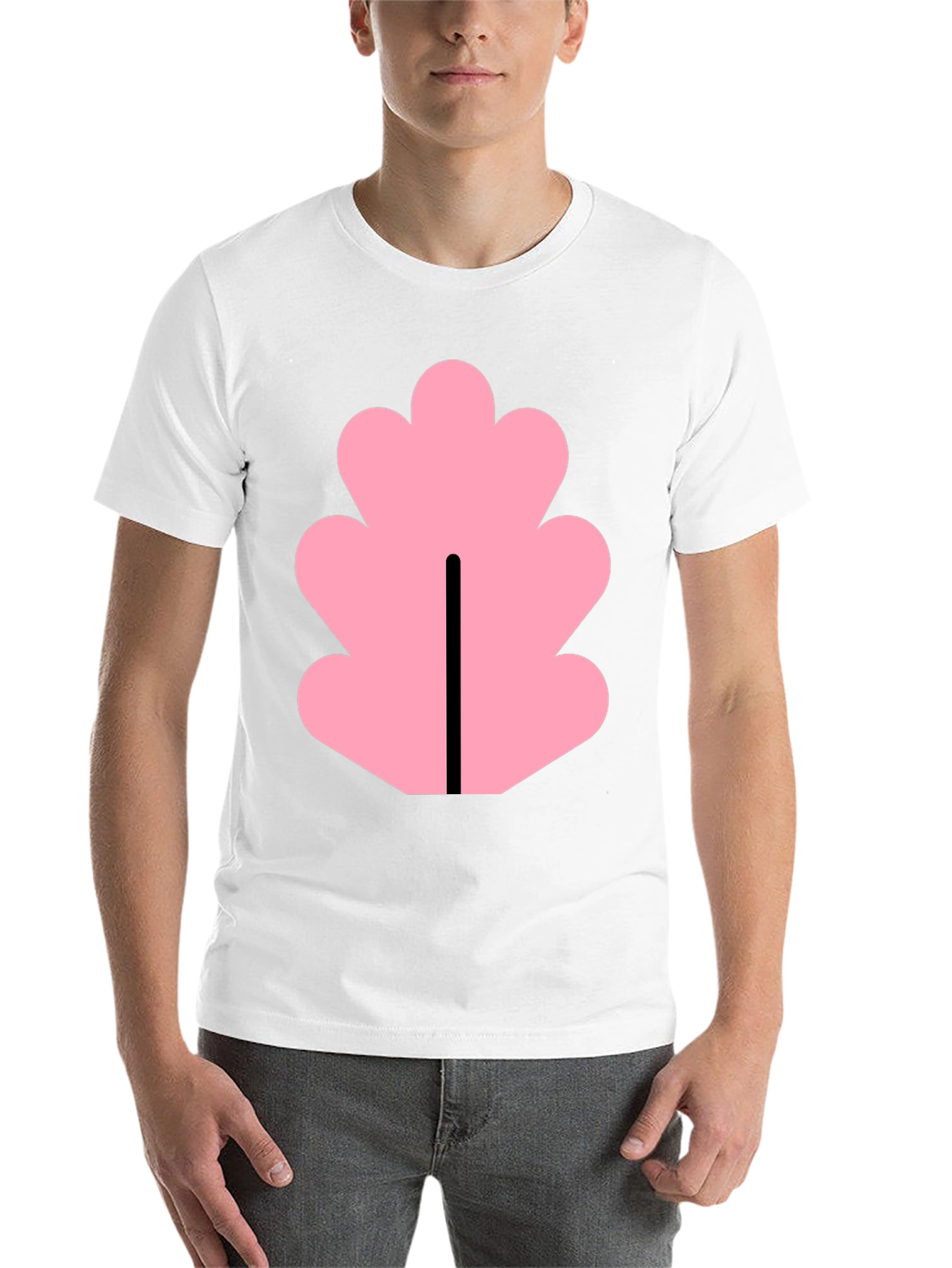 Black Black T-Shirt with Pink Leaf Design view 14