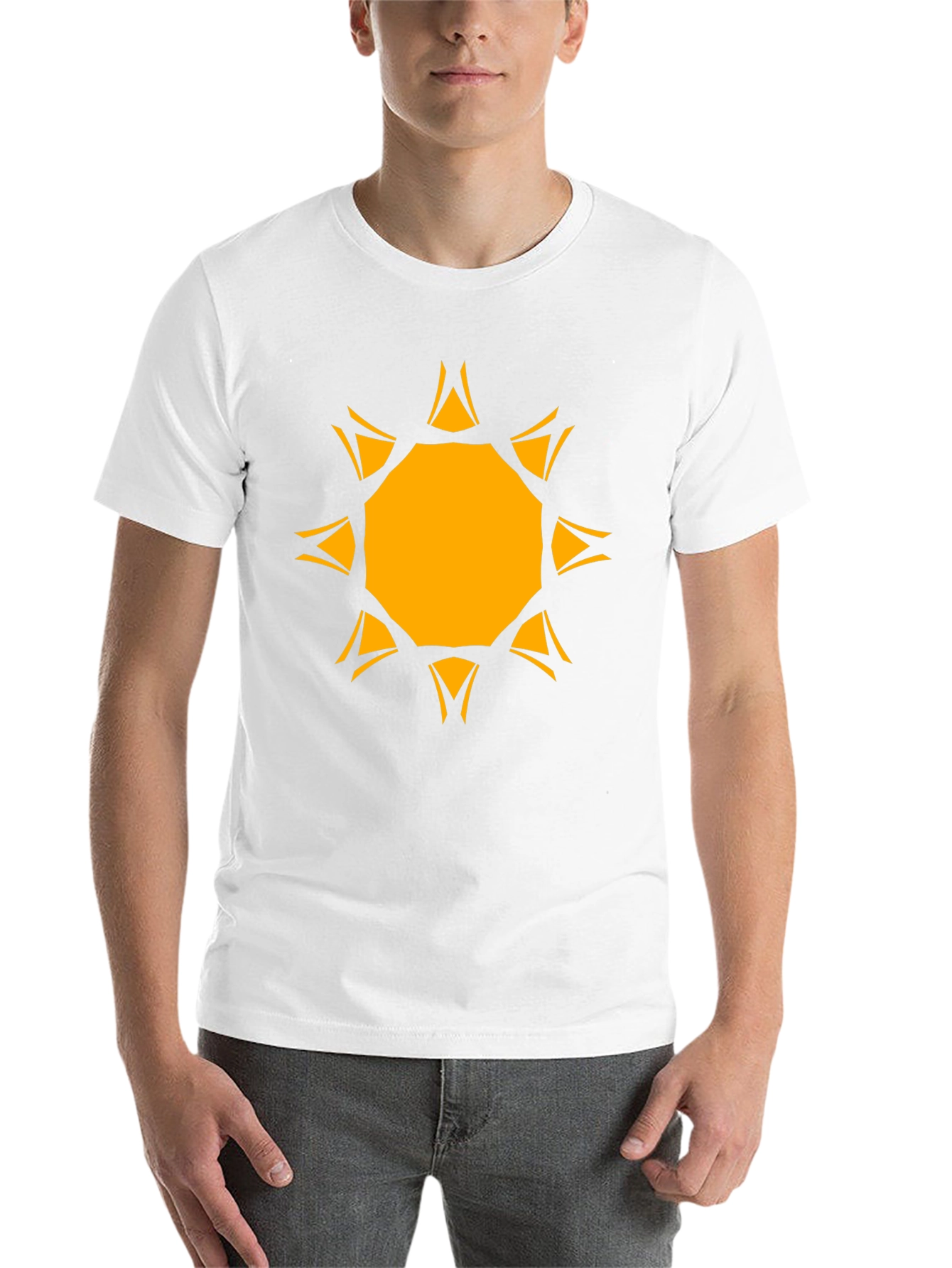 Black Geometric Sunburst Graphic Tee - Black Cotton Blend view 14