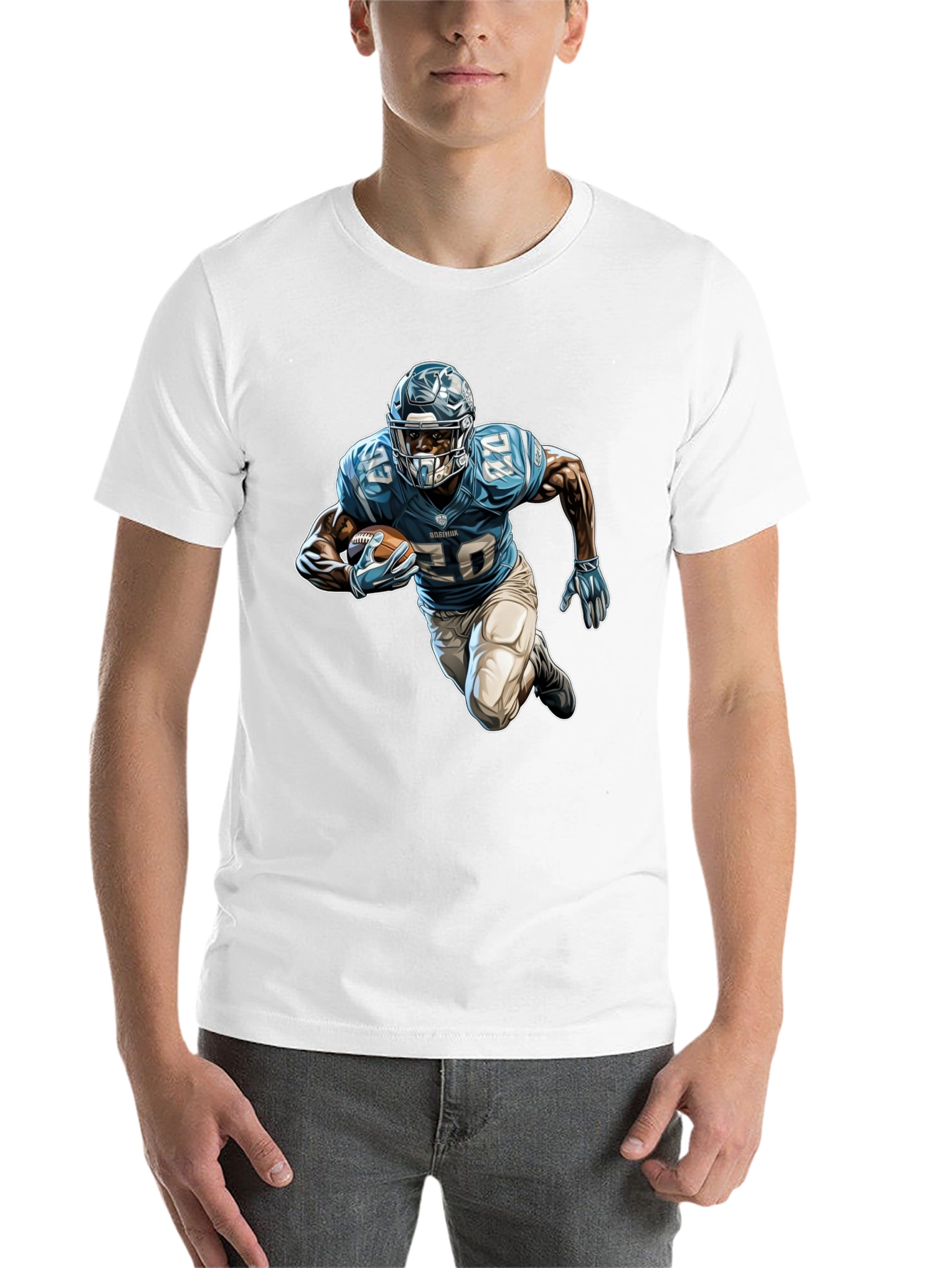 Black Football Player Graphic Tee - Black Cotton Blend view 14