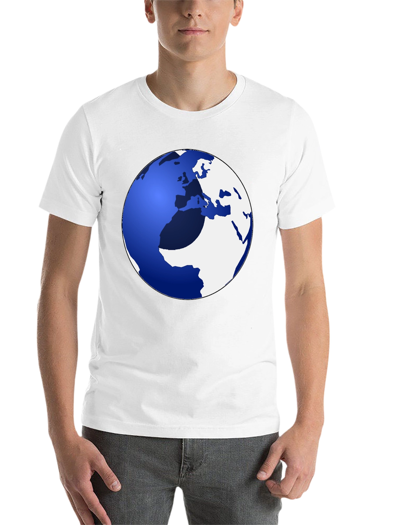 Black Globe Graphic Tee - Earth Design Casual Shirt view 14