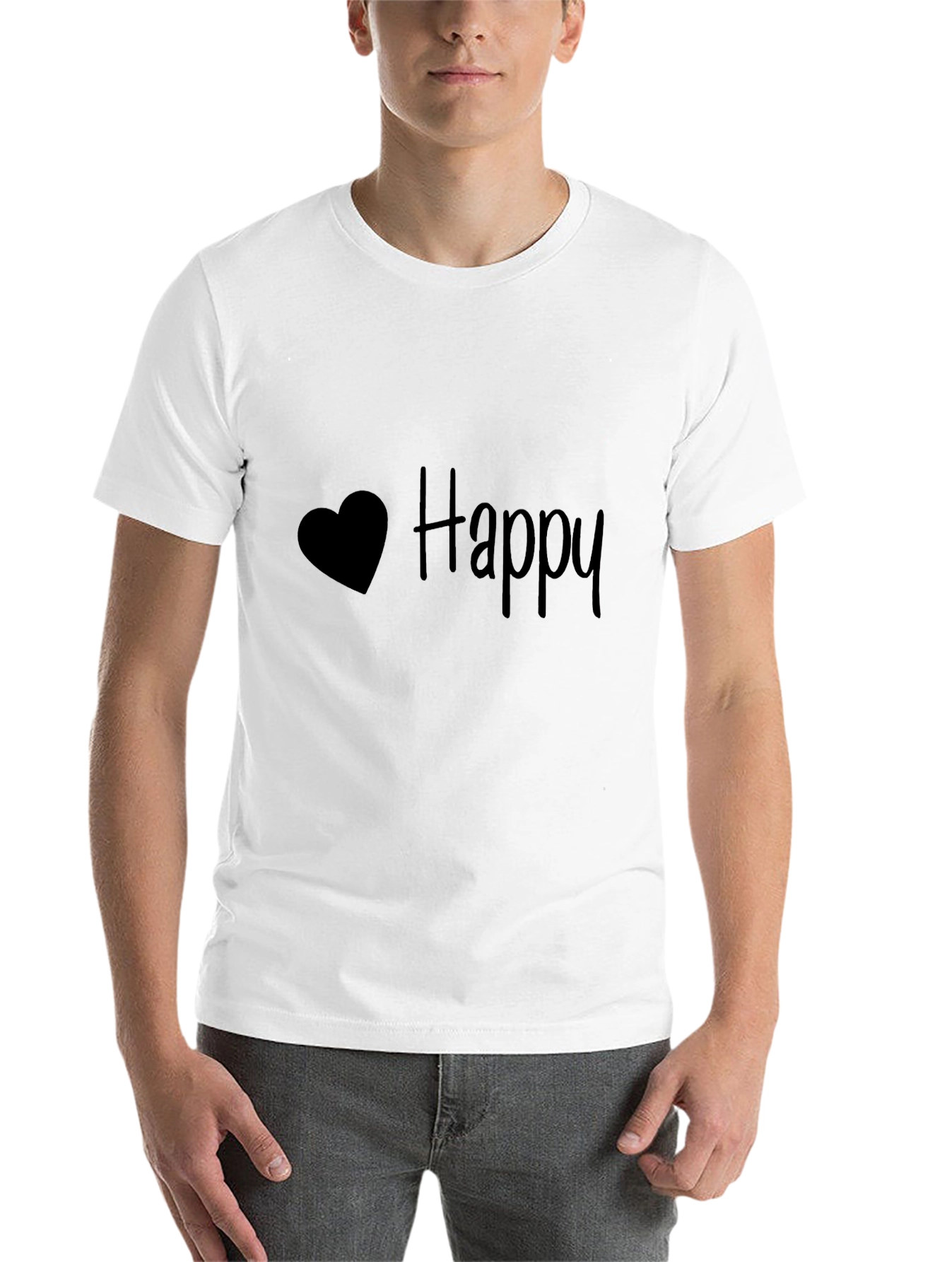 Black Happy Heart Black Graphic T-Shirt view 14