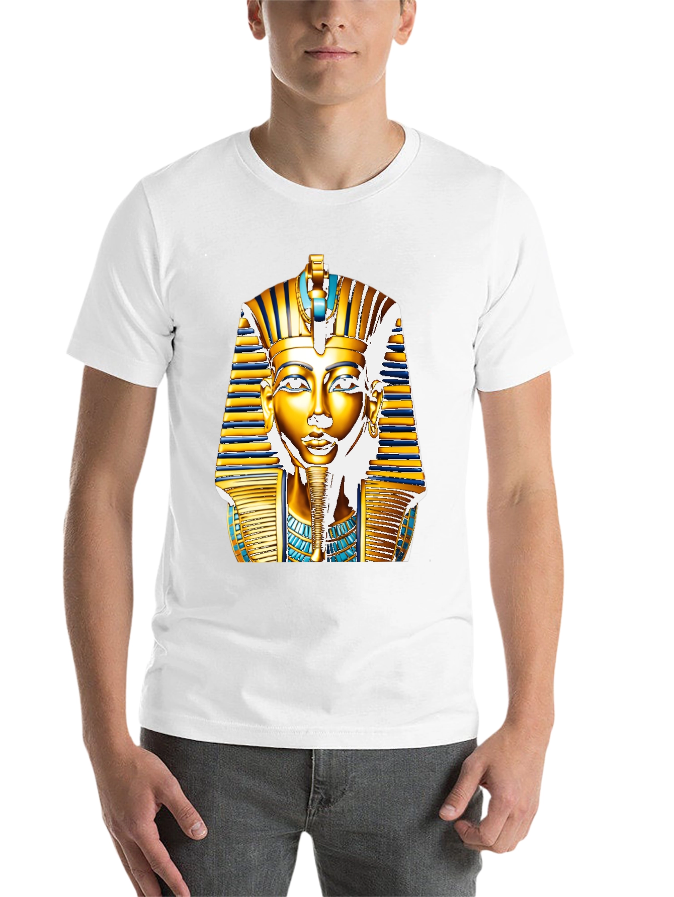 Black Egyptian Pharaoh T-Shirt - Gold King Tut Design view 14