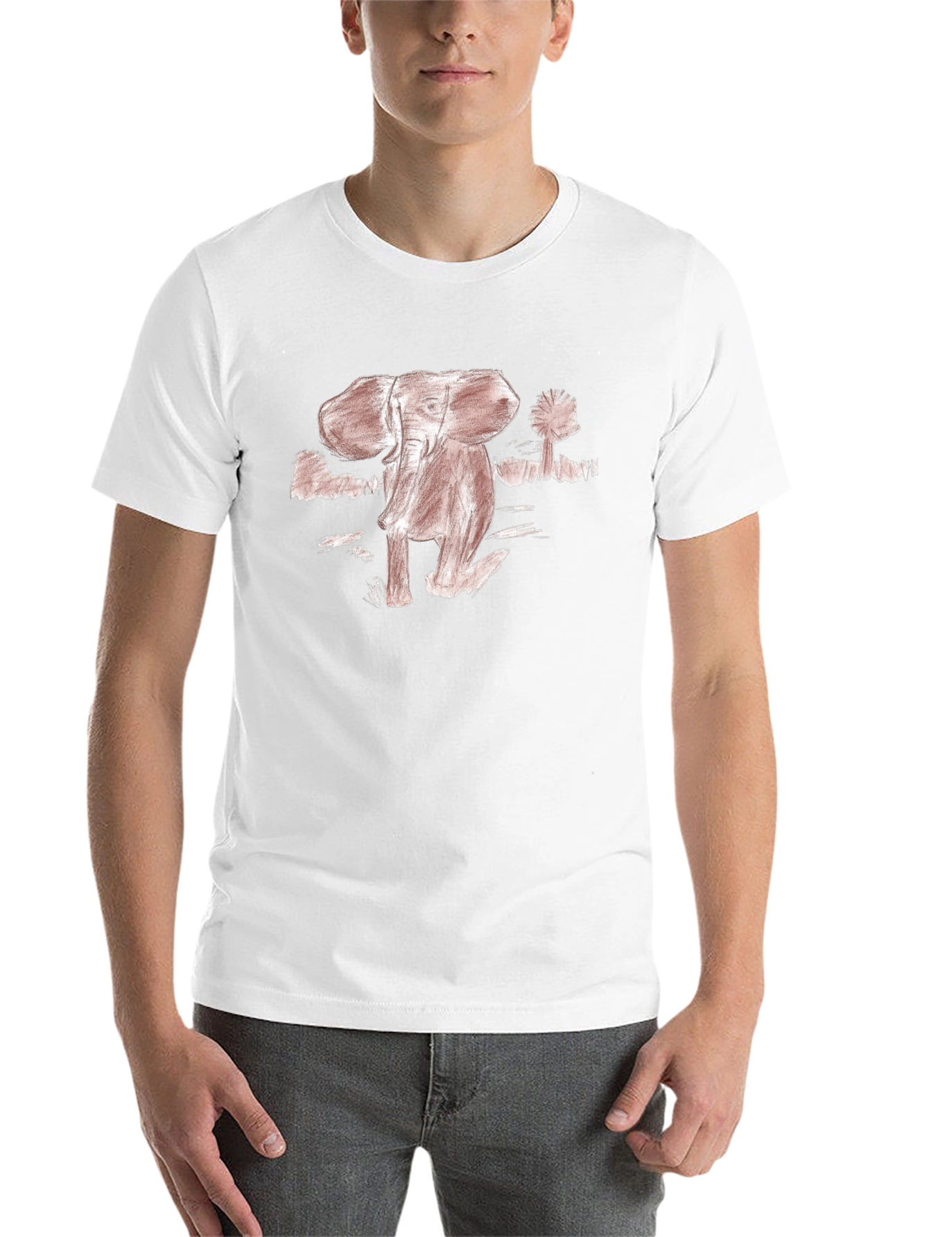 Black Elephant Sketch Graphic T-Shirt view 14