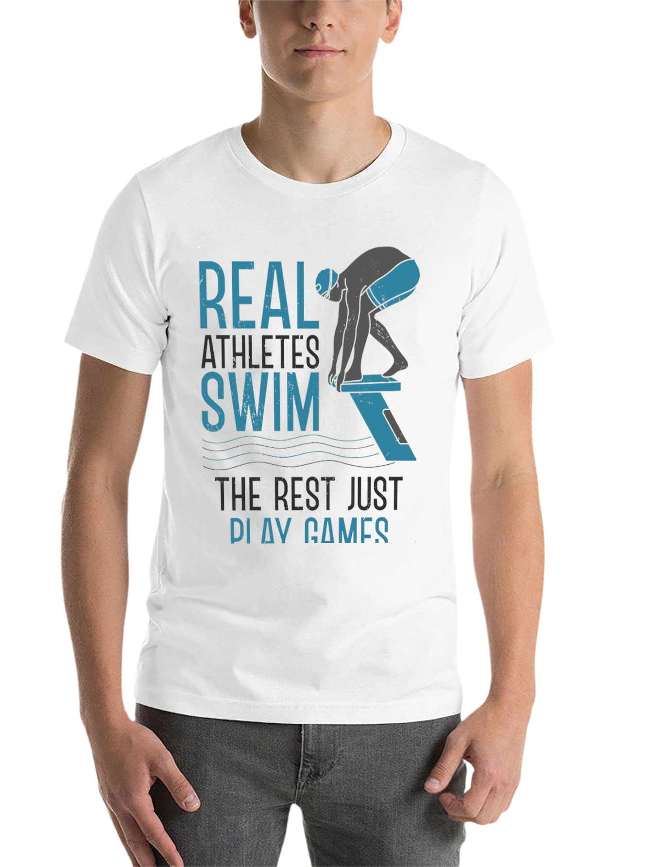 Black Real Athletes Swim T-Shirt - Black Cotton Tee view 14