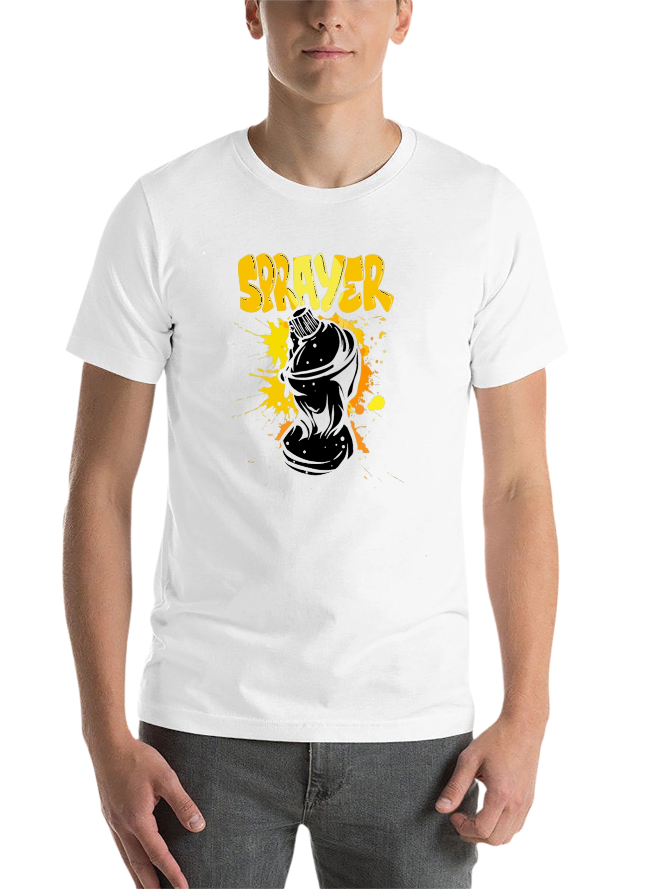 Black Sprayer Graphic T-Shirt - Black Crew Neck Tee view 14