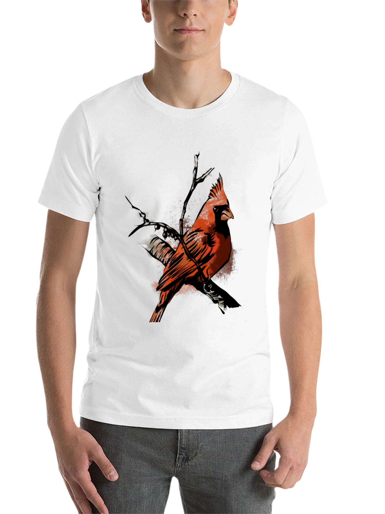 Black Cardinal Bird Graphic Black T-Shirt view 14