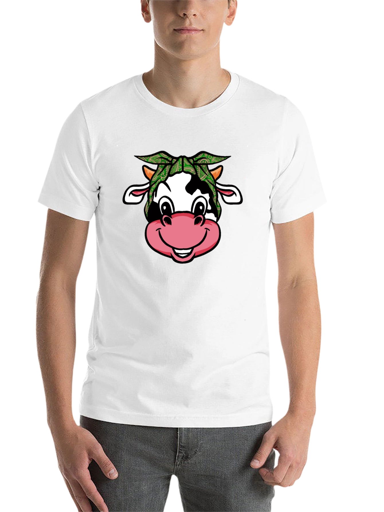 Black Cow Bandana T-Shirt - Cute Animal Graphic Tee view 14