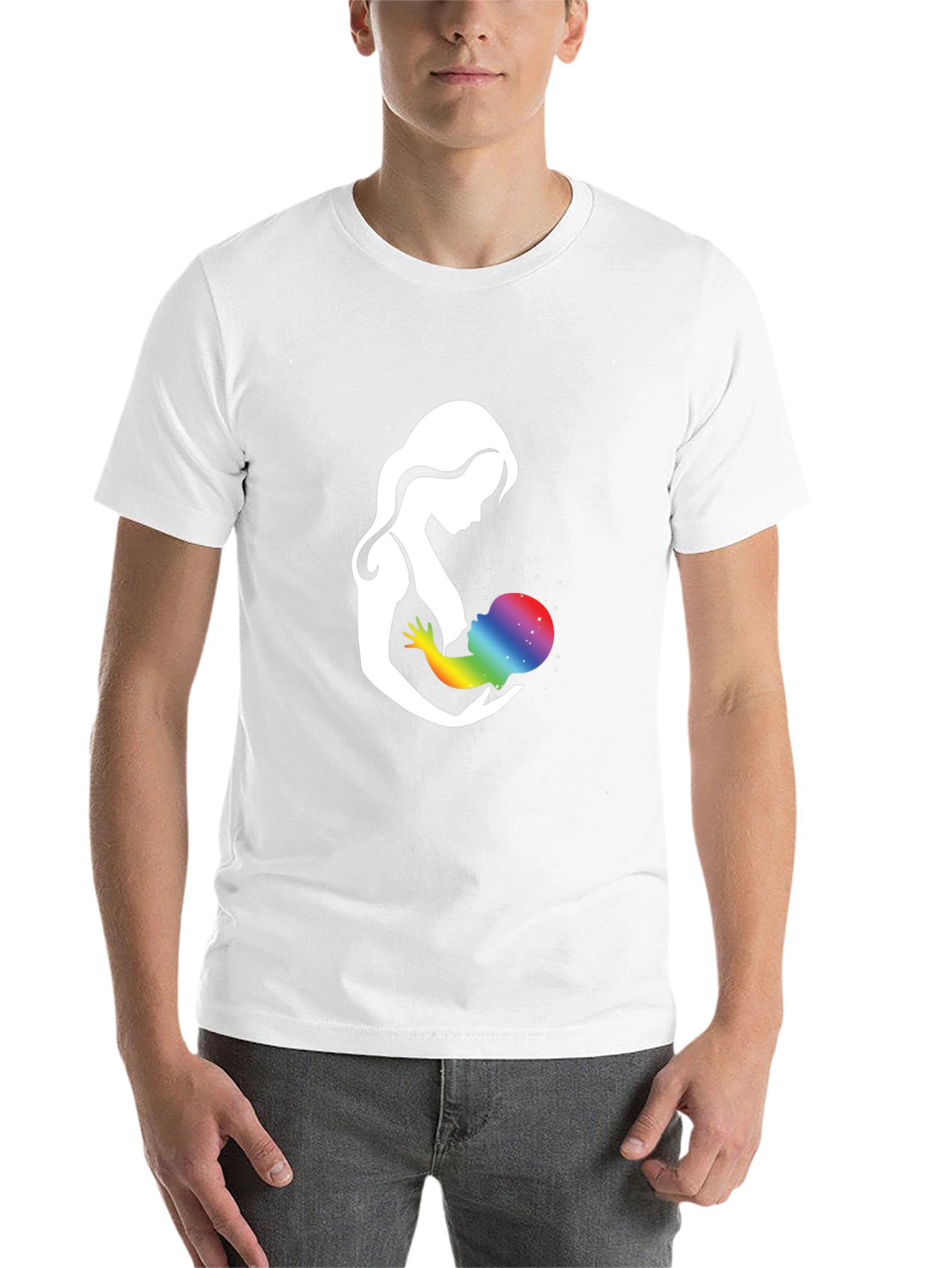 Black Mother & Child Rainbow Galaxy Graphic T-Shirt view 14