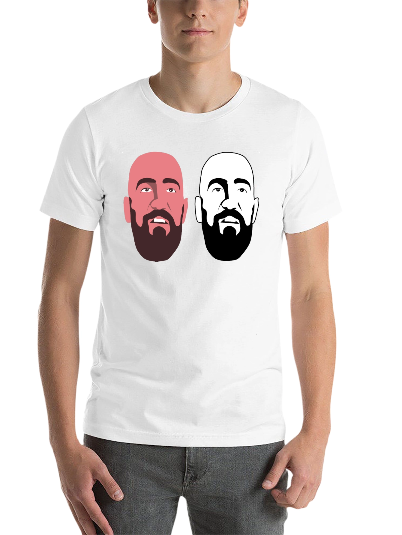 Black Men's Black Graphic T-Shirt - Bearded Faces Design view 14