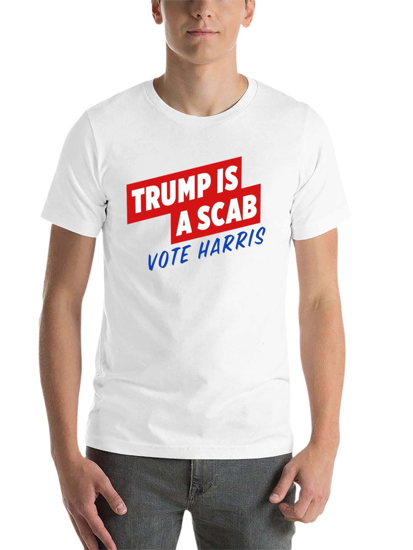 Black Trump is a Scab - Vote Harris T-Shirt view 14