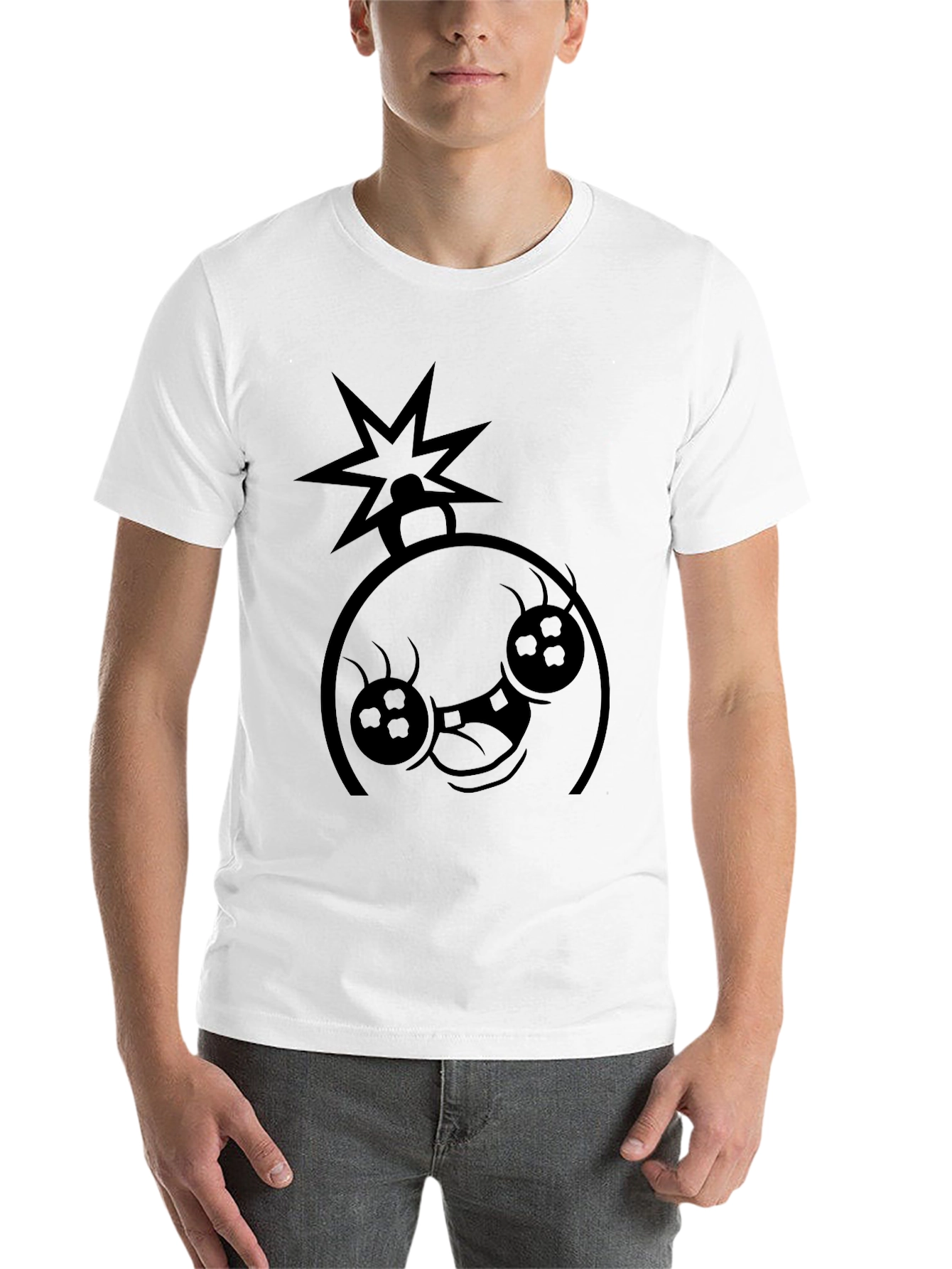 Black Bomb Face Graphic Tee - Black Cotton Casual T-Shirt view 14