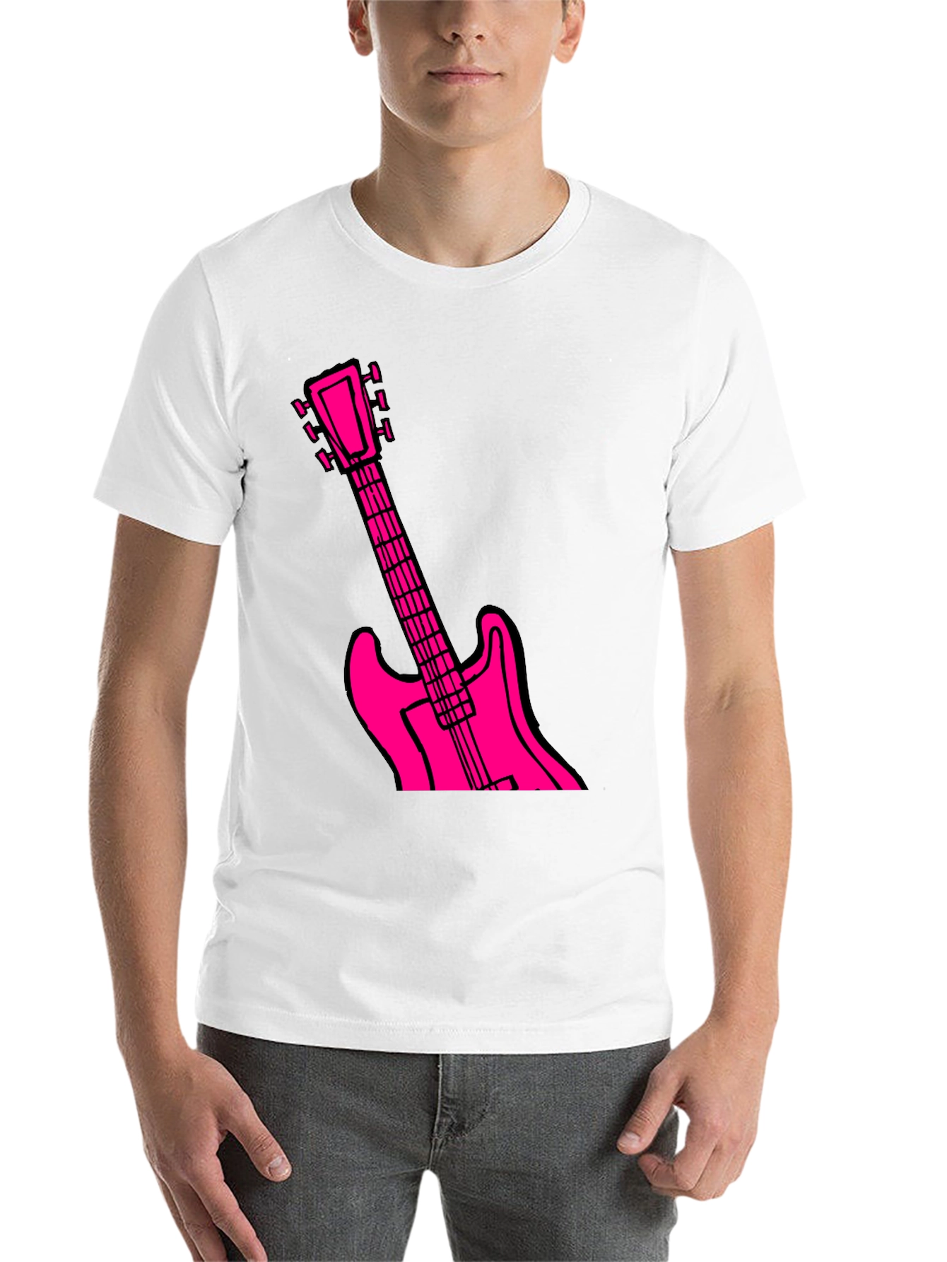 Black Black T-Shirt with Pink Guitar Graphic view 14