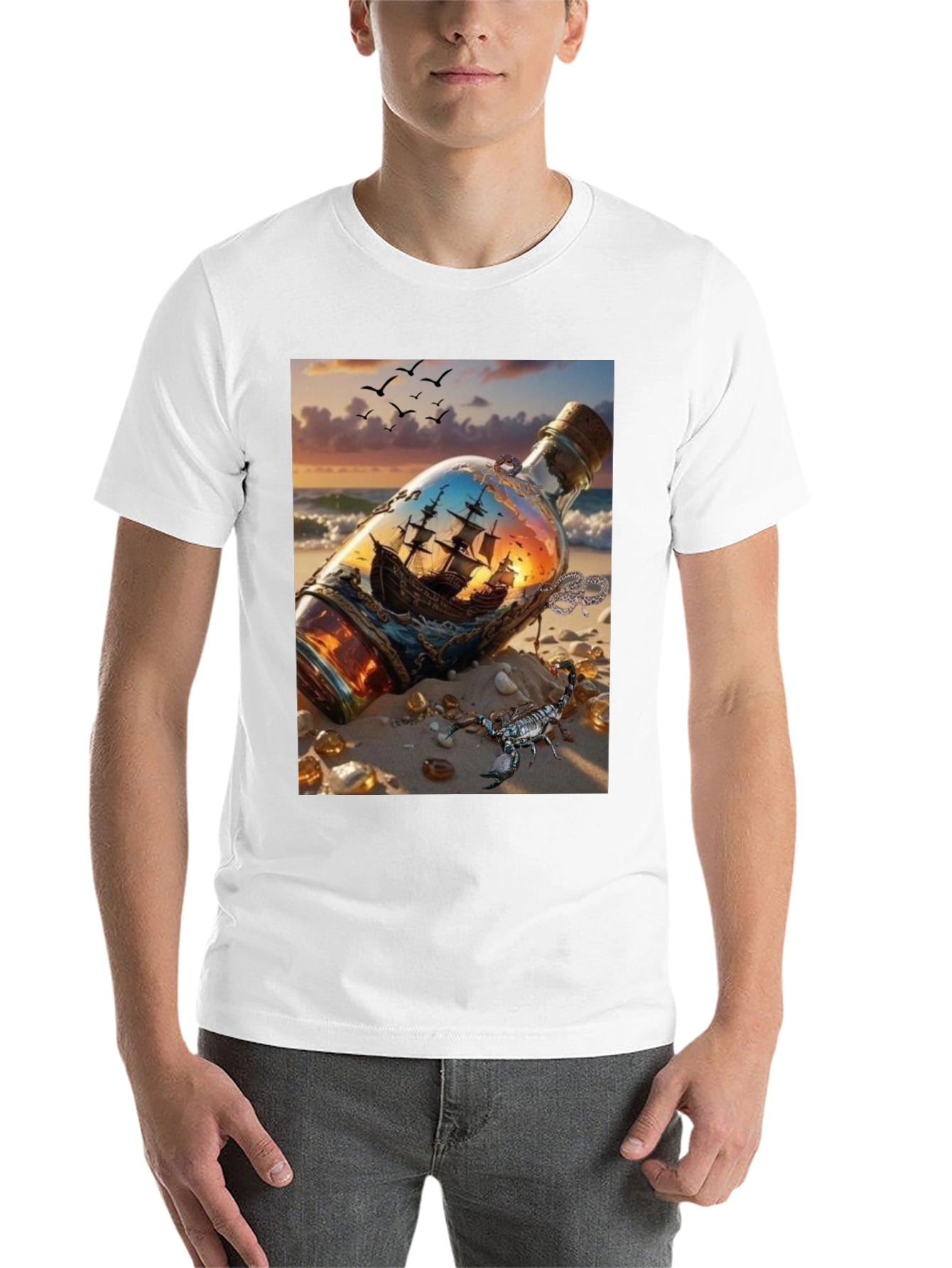 Black Ship in a Bottle Graphic Tee view 14