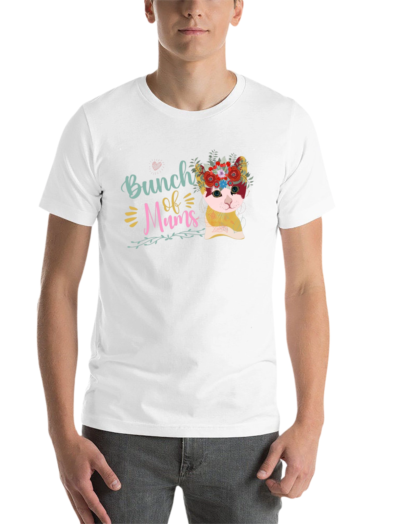 Black Bunch of Mums Floral Cat T-Shirt view 14