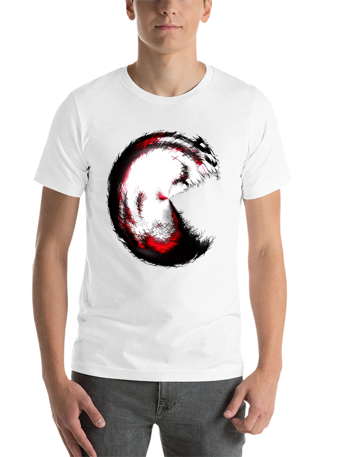 Black Abstract Circle Graphic Tee - Black Cotton Blend view 14