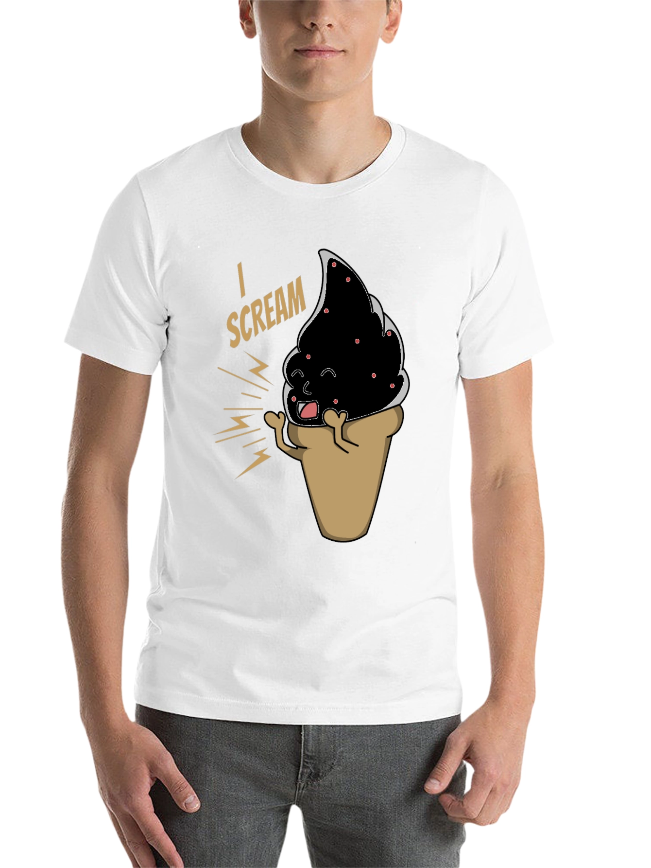 Black I Scream T-Shirt - Funny Ice Cream Cone Graphic Tee view 14