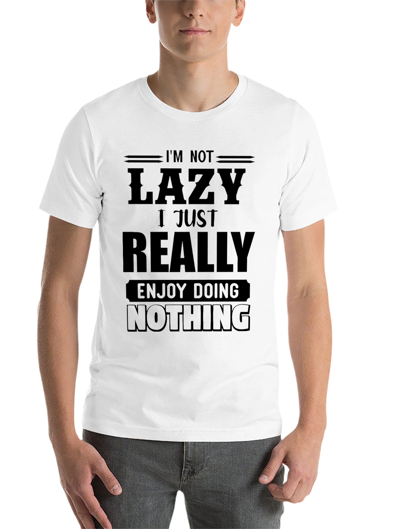 Black Funny Lazy T-Shirt - Enjoy Doing Nothing view 14