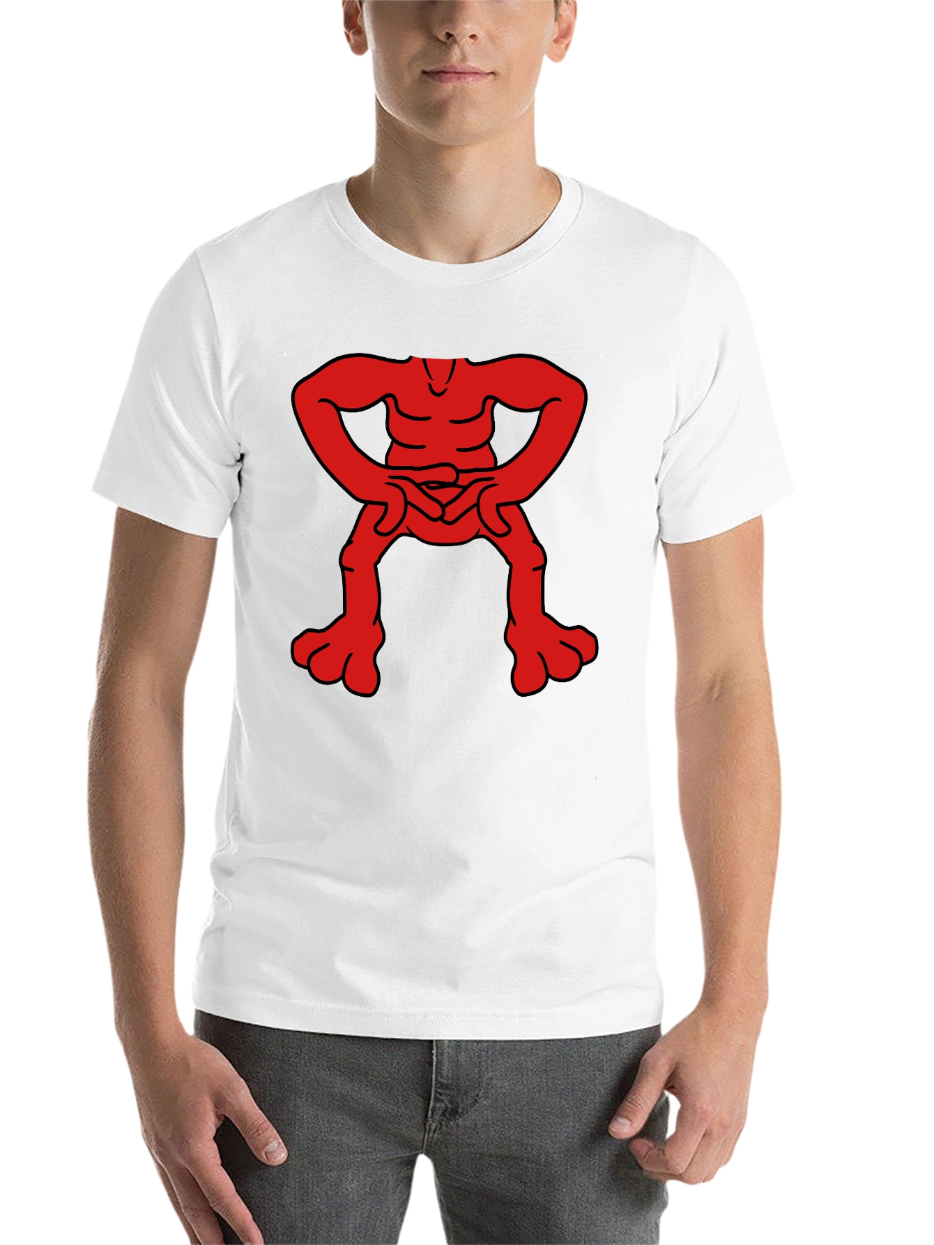 Black Unique Red Figure Graphic Black T-Shirt view 14