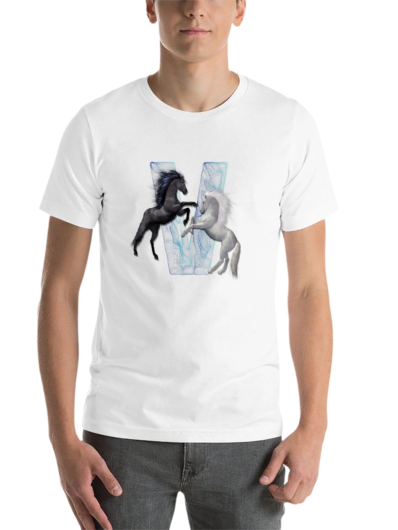 Black Black T-Shirt with Horse Design view 14