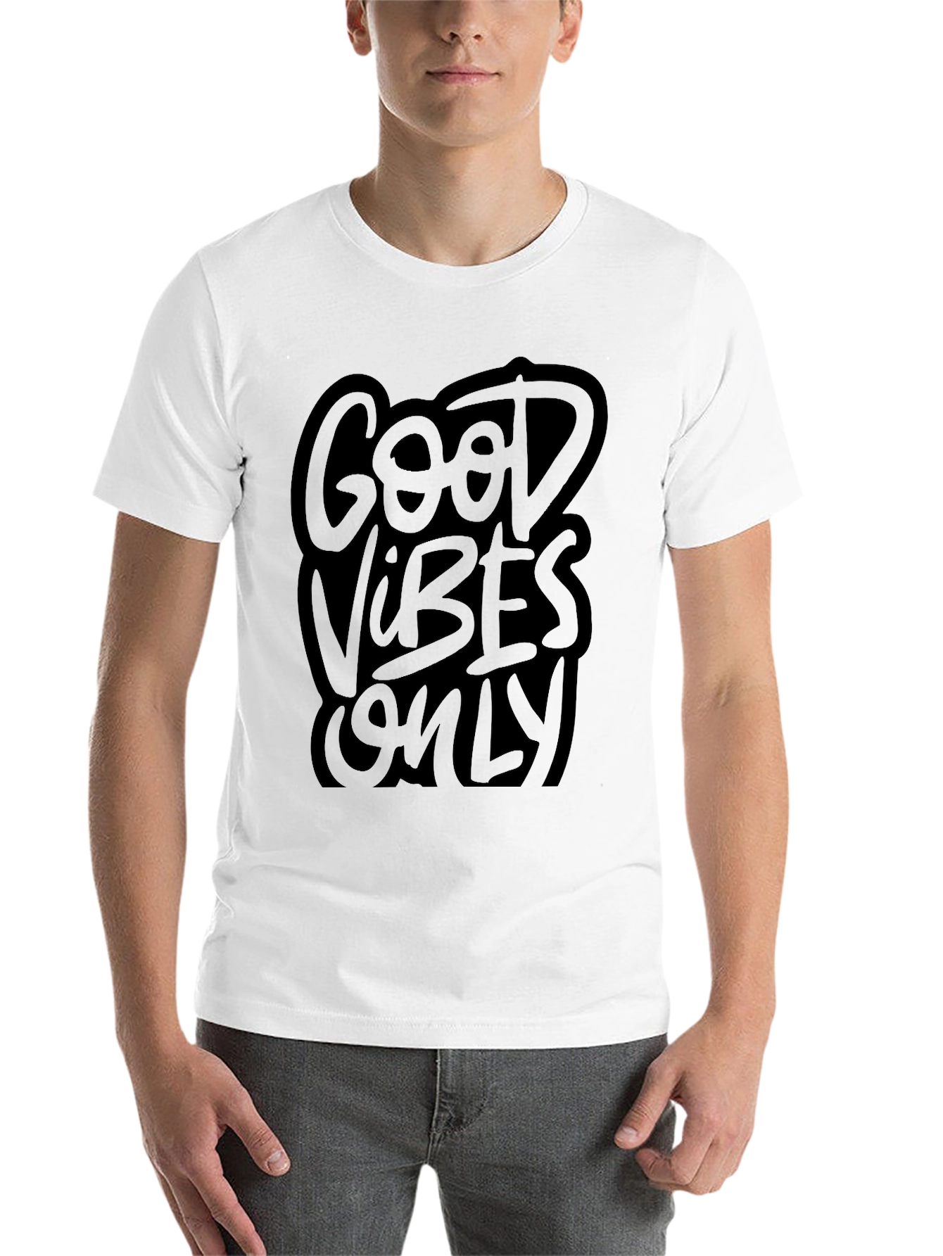 Black Good Vibes Only Black Graphic Tee view 14