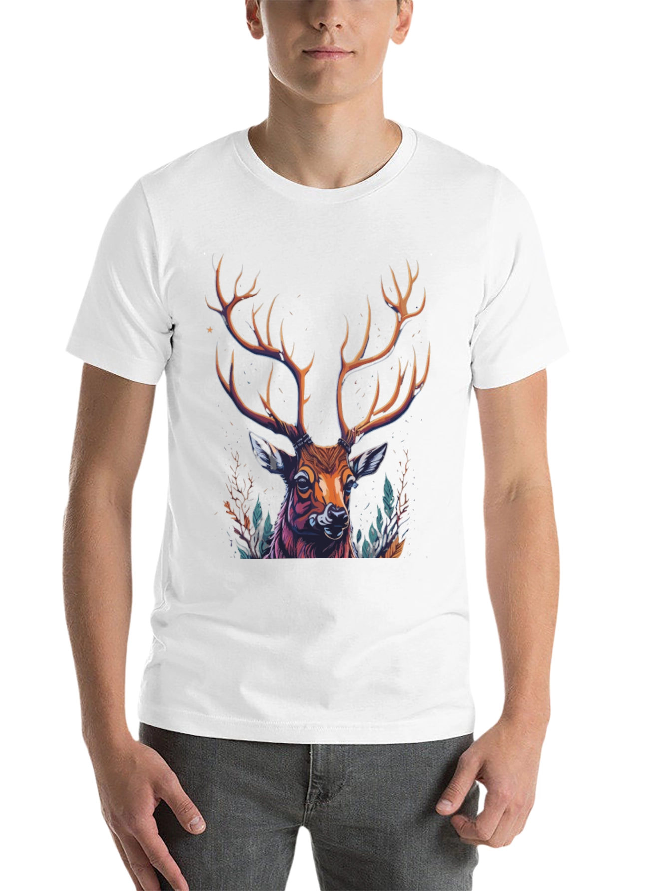 Black Majestic Deer Graphic Tee - Men's Black T-Shirt view 14