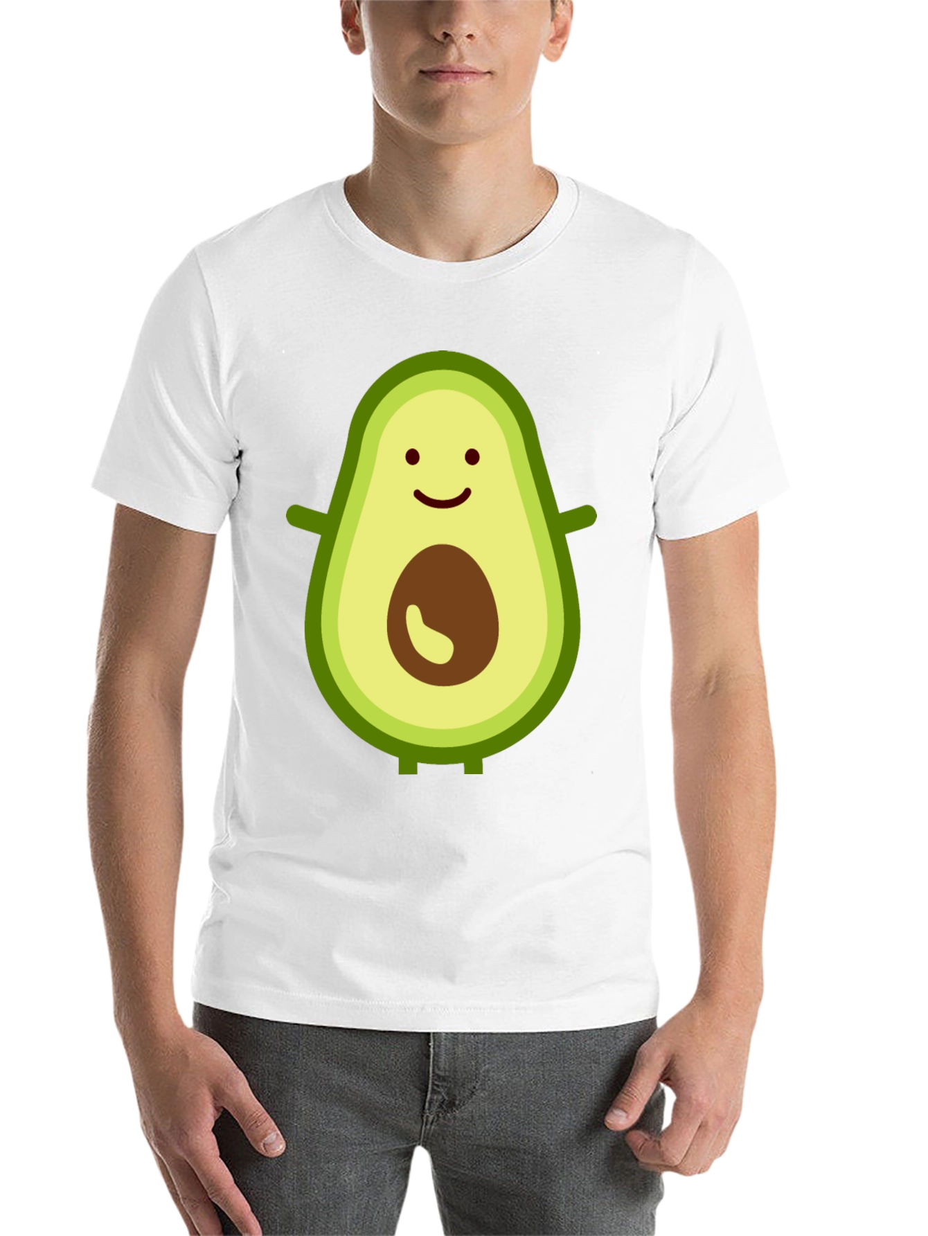 Funny Avocado Graphic Print Black Tee - 14