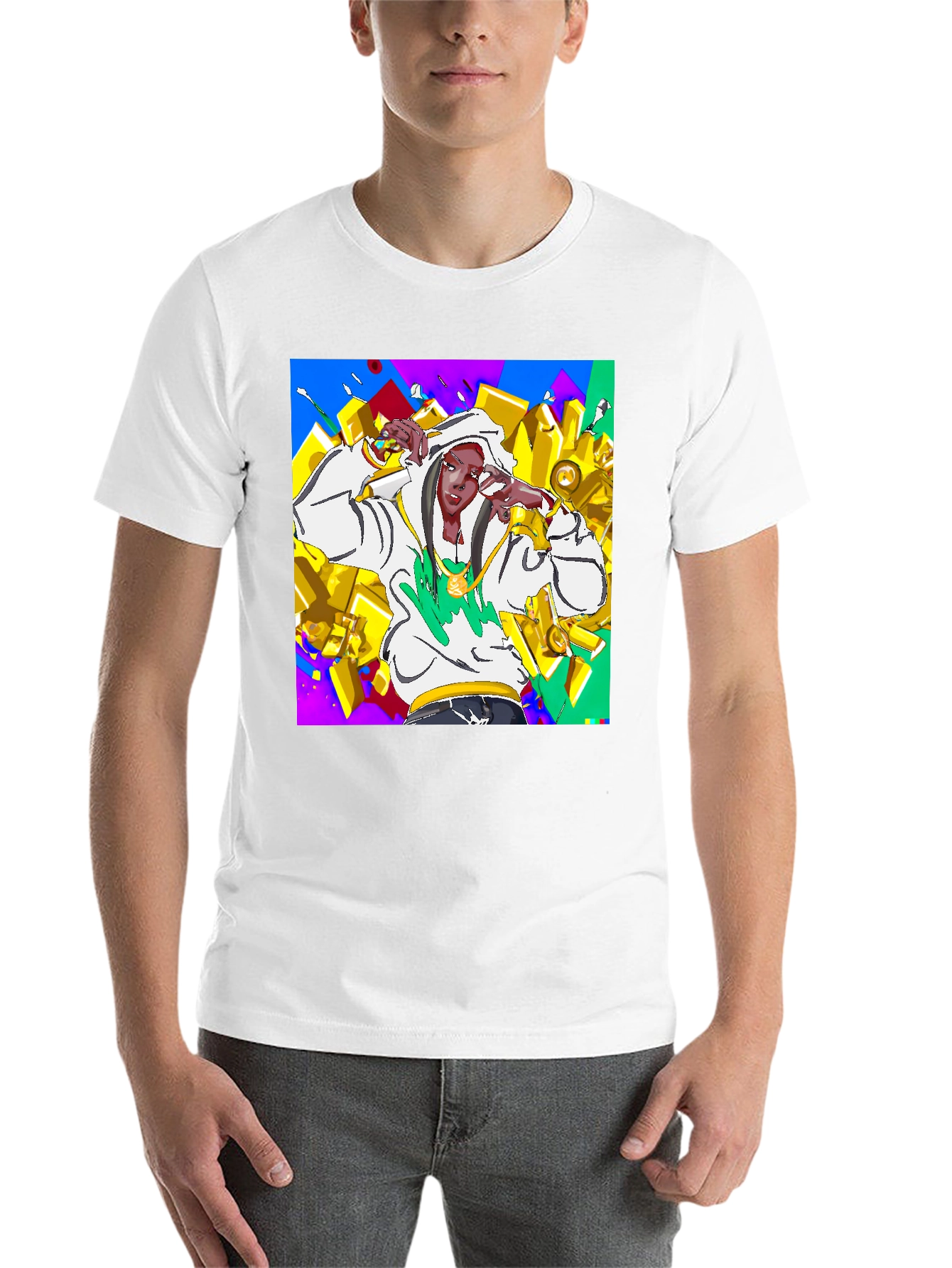 Black Urban Style Graphic Tee - Animated Character Design view 14